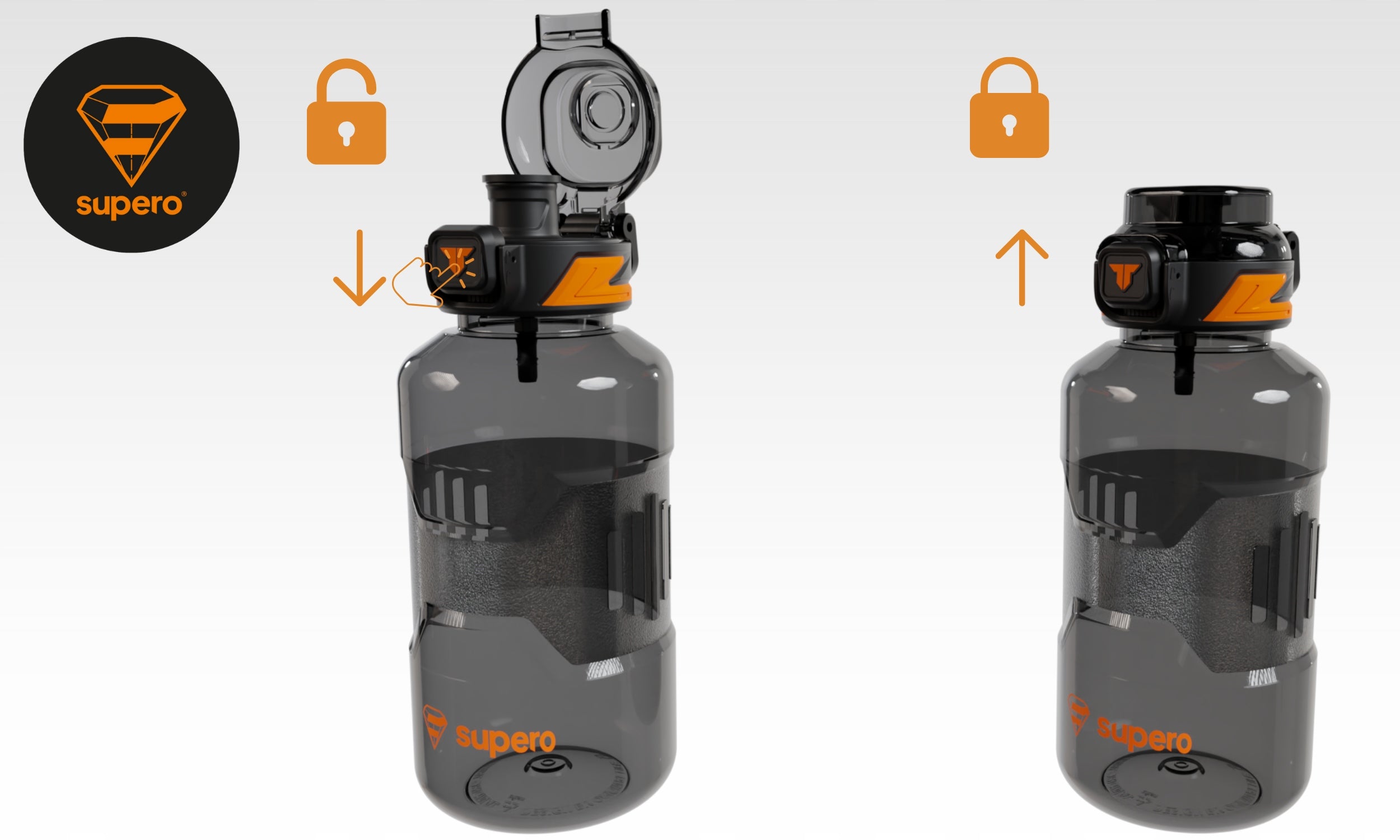 WATER BOTTLE SEALED BPA FREE TRITAN SPORTS WATER BOTTLE WITH MOUTHPIECE 1,5L Brand SUPERO