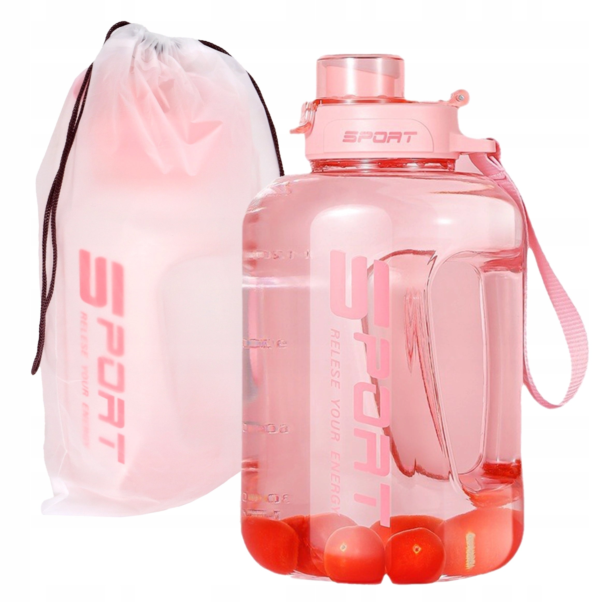 WATER BOTTLE SPORTS MEASURING CUP STRAW HOLDER MOTIVATIONAL TRAINING 1.7 Packaging status original