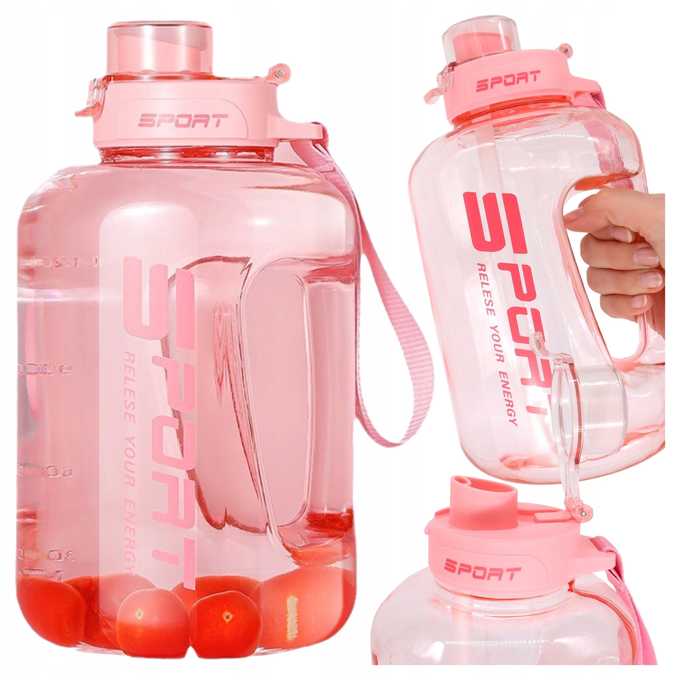 WATER BOTTLE SPORTS MEASURING CUP STRAW HOLDER MOTIVATIONAL TRAINING 1.7