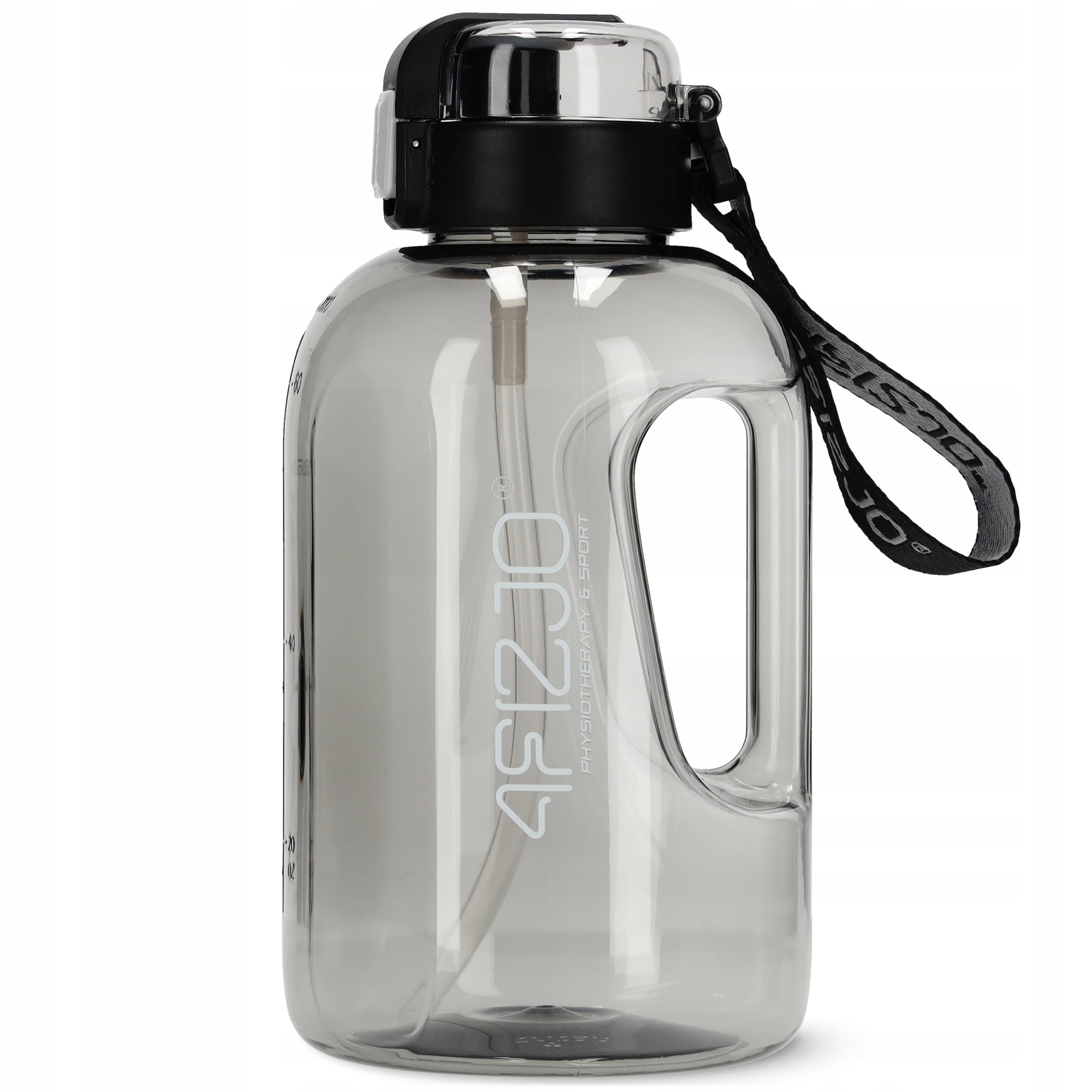 WATER BOTTLE SPORTS SCOOP STRAW HOLDER MOTIVATIONAL TRAINING 2L