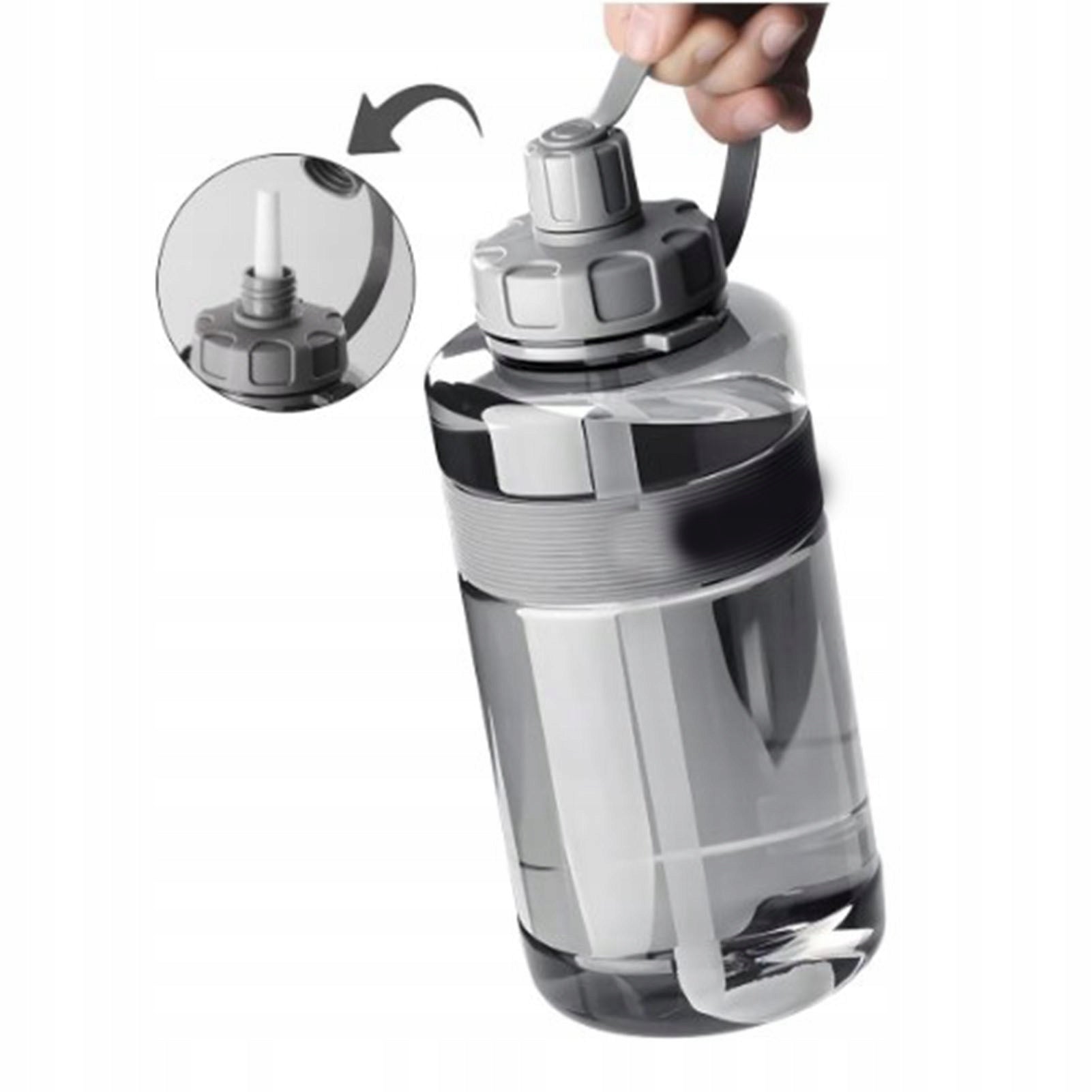WATER BOTTLE SPORTS SCOOP STRAW HOLDER MOTIVATIONAL TRAINING 2L