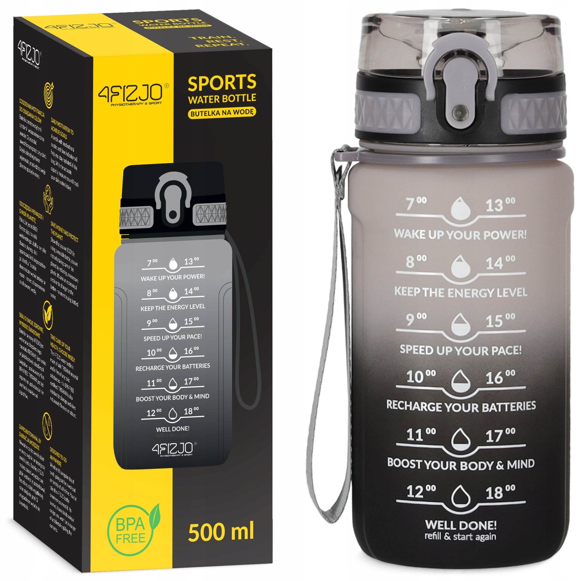 WATER BOTTLE SPORTS WATER BOTTLE SEALED REUSABLE SCOOP TRITAN 500 ml