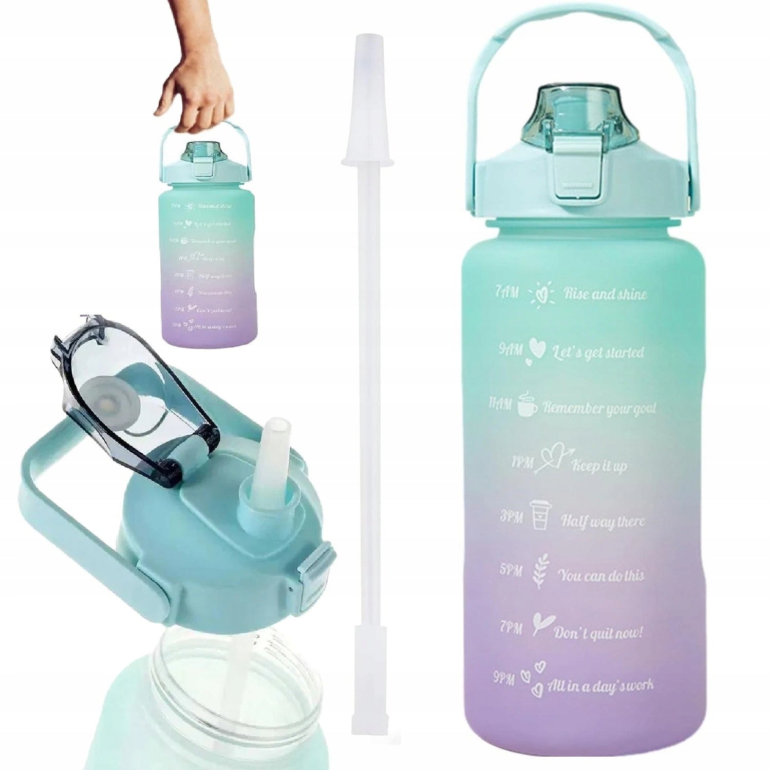 WATER BOTTLE SPORTS WATER BOTTLE WITH MEASURING CUP WITH GRADUATION FOR FITNESS GYMS 2L Brand no brand