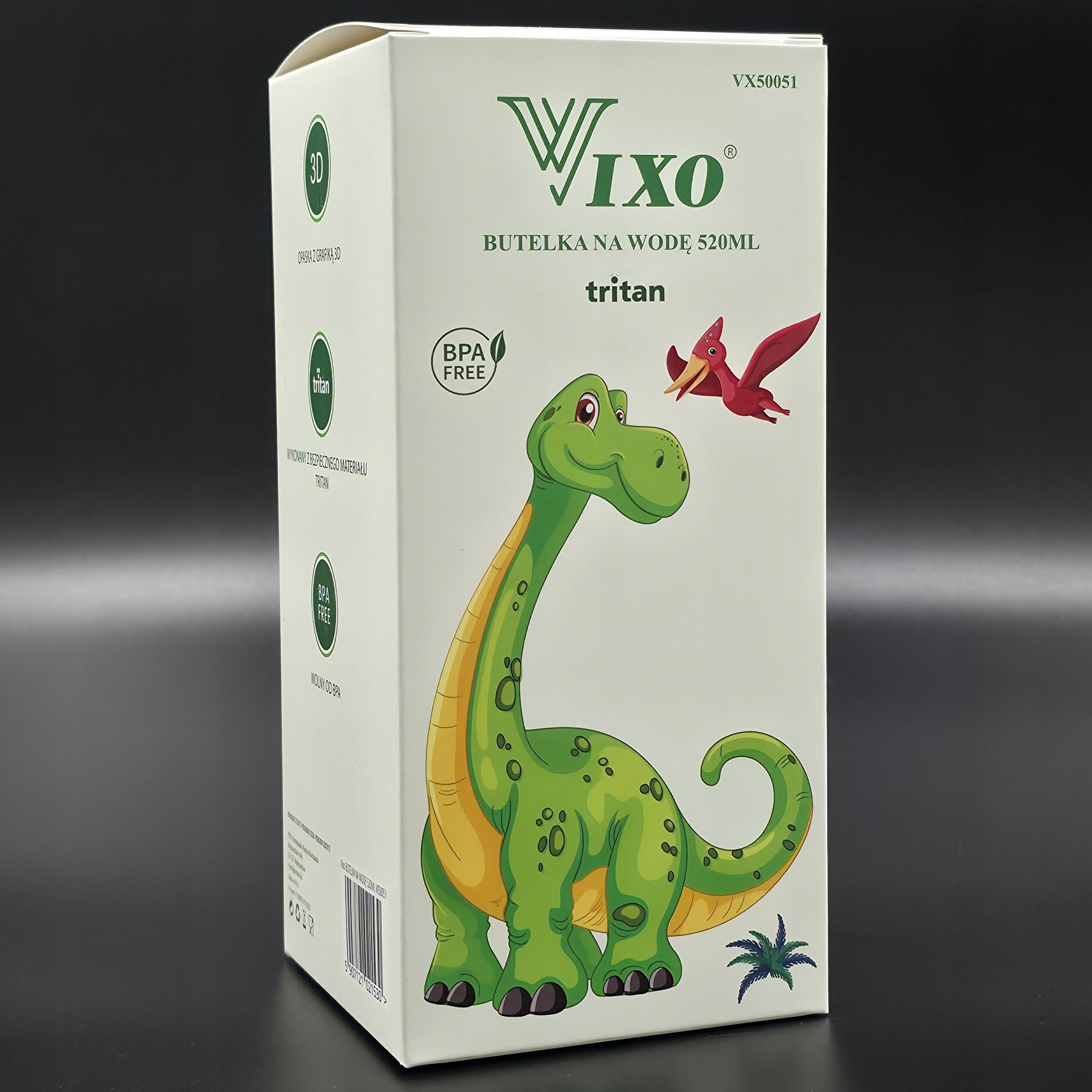 WATER BOTTLE VIXO 520ML BPA FREE FOR CHILDREN WATER BOTTLE WITH REUSABLE STRAW Color green