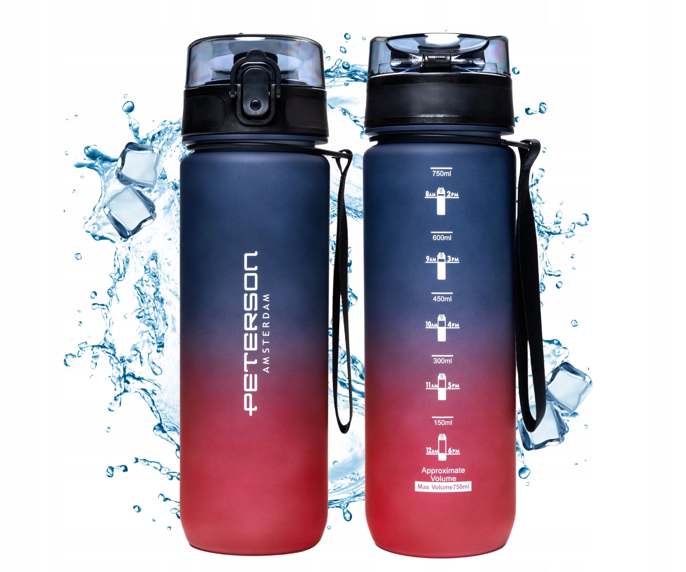 WATER BOTTLE WATERPROOF WATER BOTTLE TRITAN 750 ml MOTIVATIONAL SPORTS PETERSON