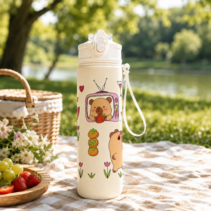 WATER BOTTLE WITH TUBE AND MOUTHPIECE FOR GYM CAPYBARA 800ML Packaging status original