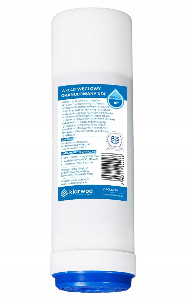WATER FILTER CARBON CARTRIDGE GAC10 KDF KLARWOD