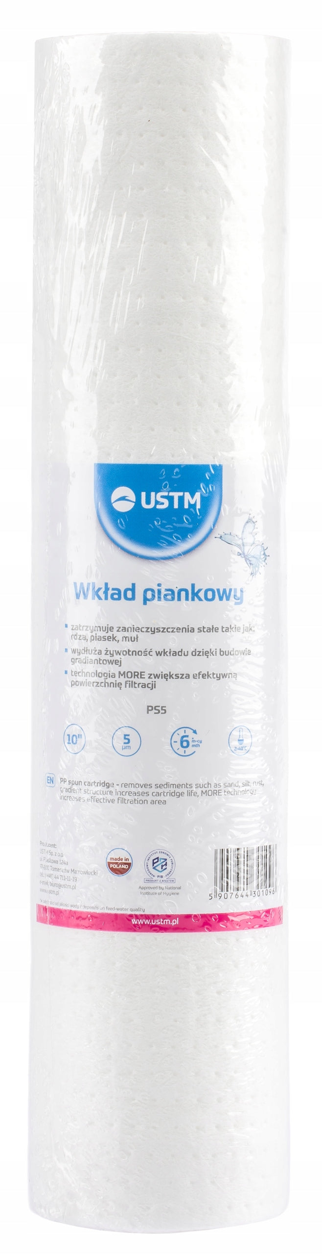 WATER FILTER CARTRIDGE FOR FILTERS 10" FOAM PRE-FILTRATION 5 MICRONS PS5 Packaging status original