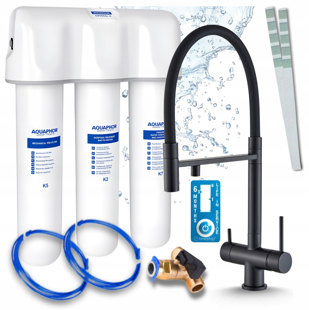 WATER FILTER FOR SINK AQUAPHOR AND KITCHEN FAUCET THREE-WAY BLACK PZH