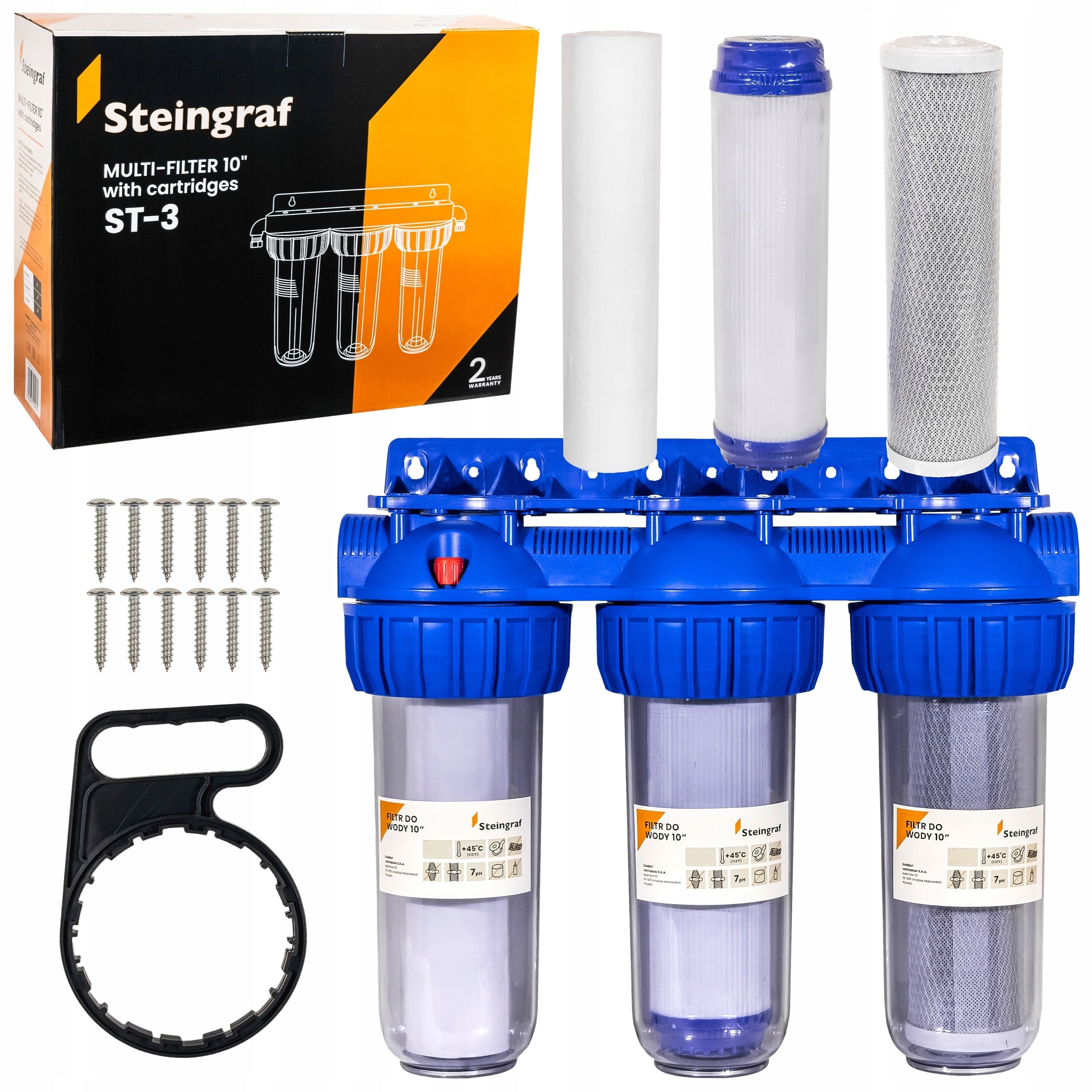 WATER FILTER PRE-BODY HOUSING FI 1'' GW 3-STAGE + CARTRIDGES SET