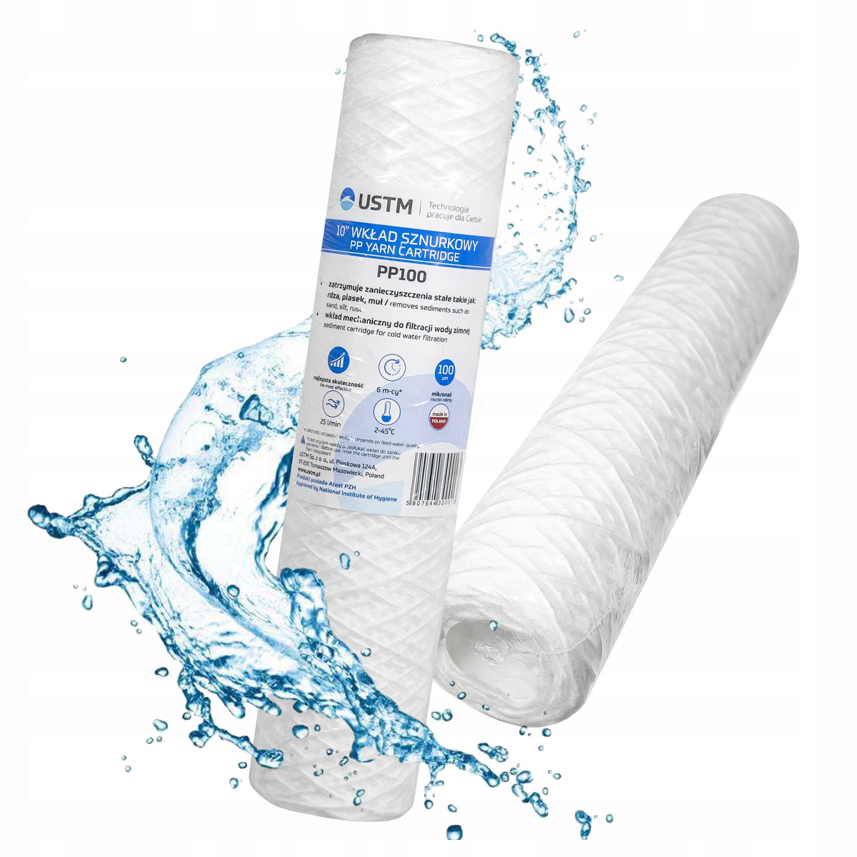 WATER FILTER PRE-STRING CARTRIDGE 10" FILTRATION 100 MICRON PP100M 1 PC