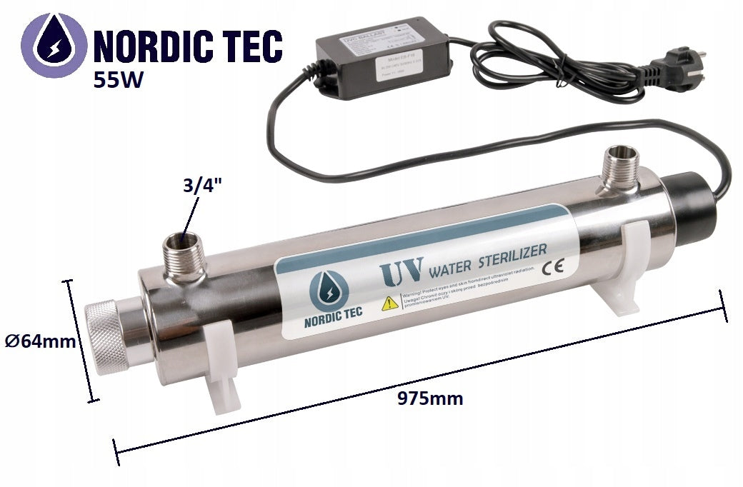 WATER FILTER UV STERILIZER water lamp 55W Nordic Tec PHILIPS - PZH Certificate Manufacturer code UV-55W