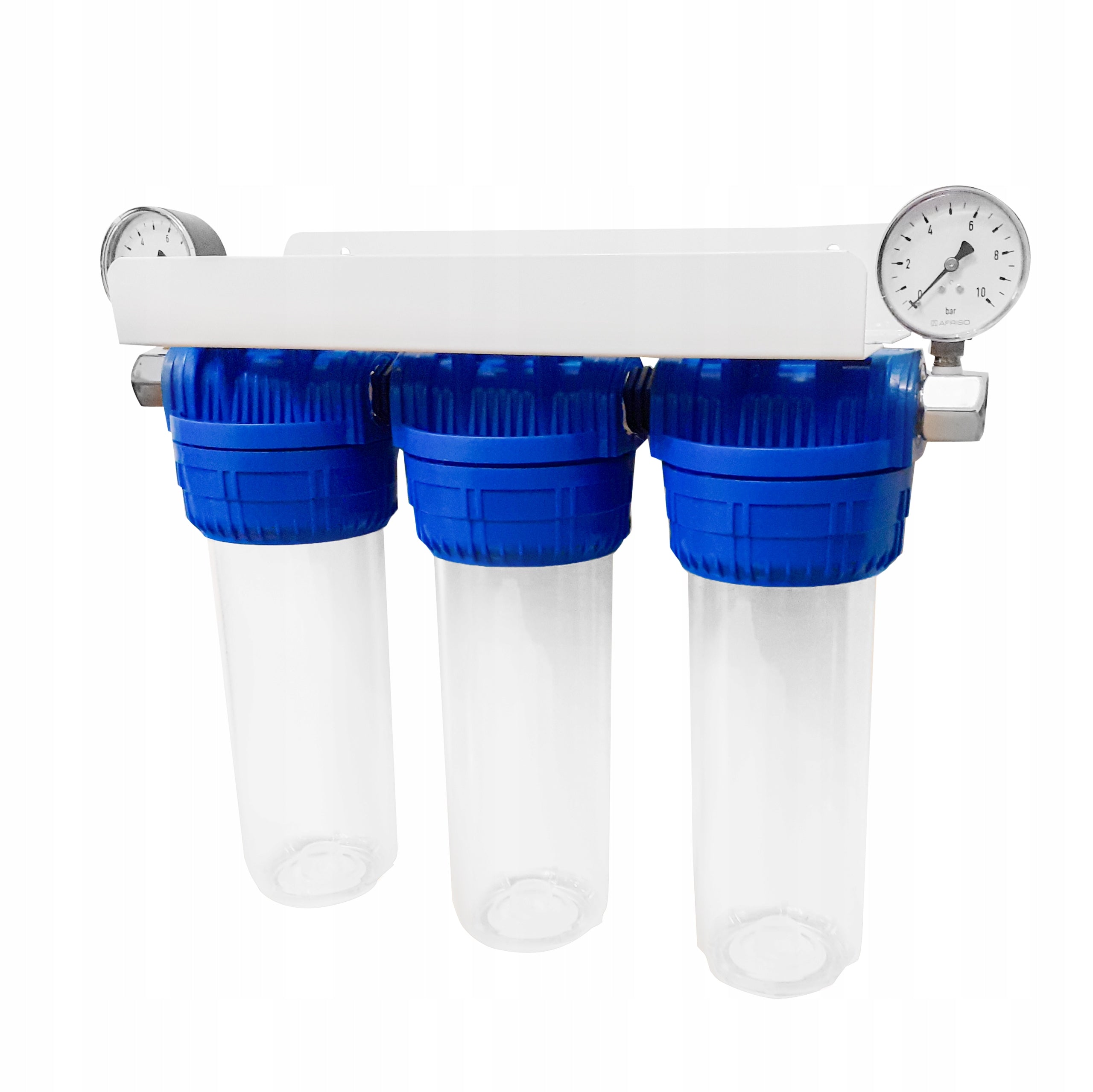 WATER FILTER: WHOLE HOUSE 3-STAGE PRELIMINARY + COAL + SOFTENER + PRESSURE GAUGES Packaging status original