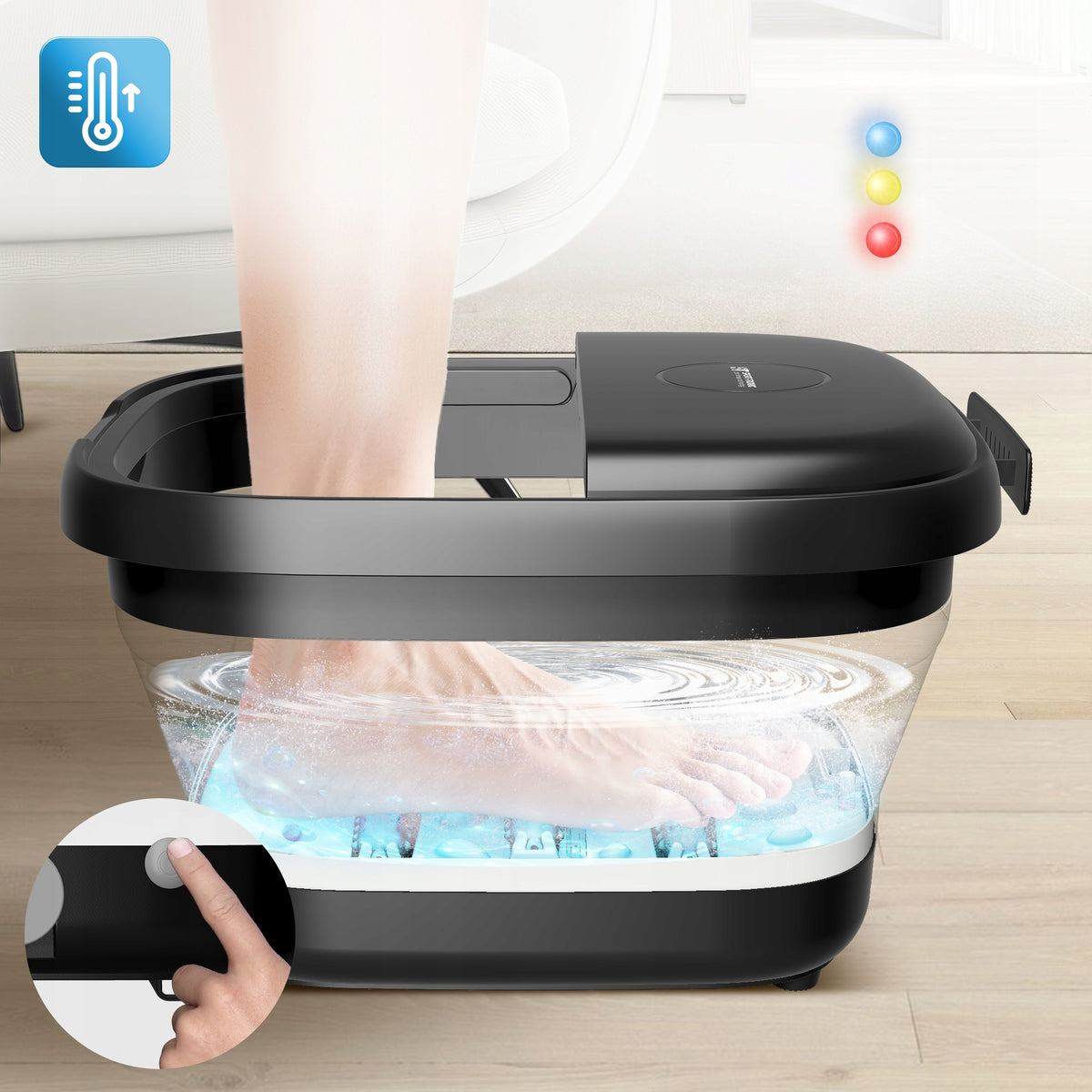 WATER FOOT MASSAGER WITH BUBBLE HEATING HYDROMASSAGE FOLDING 41-45°C Packaging status original