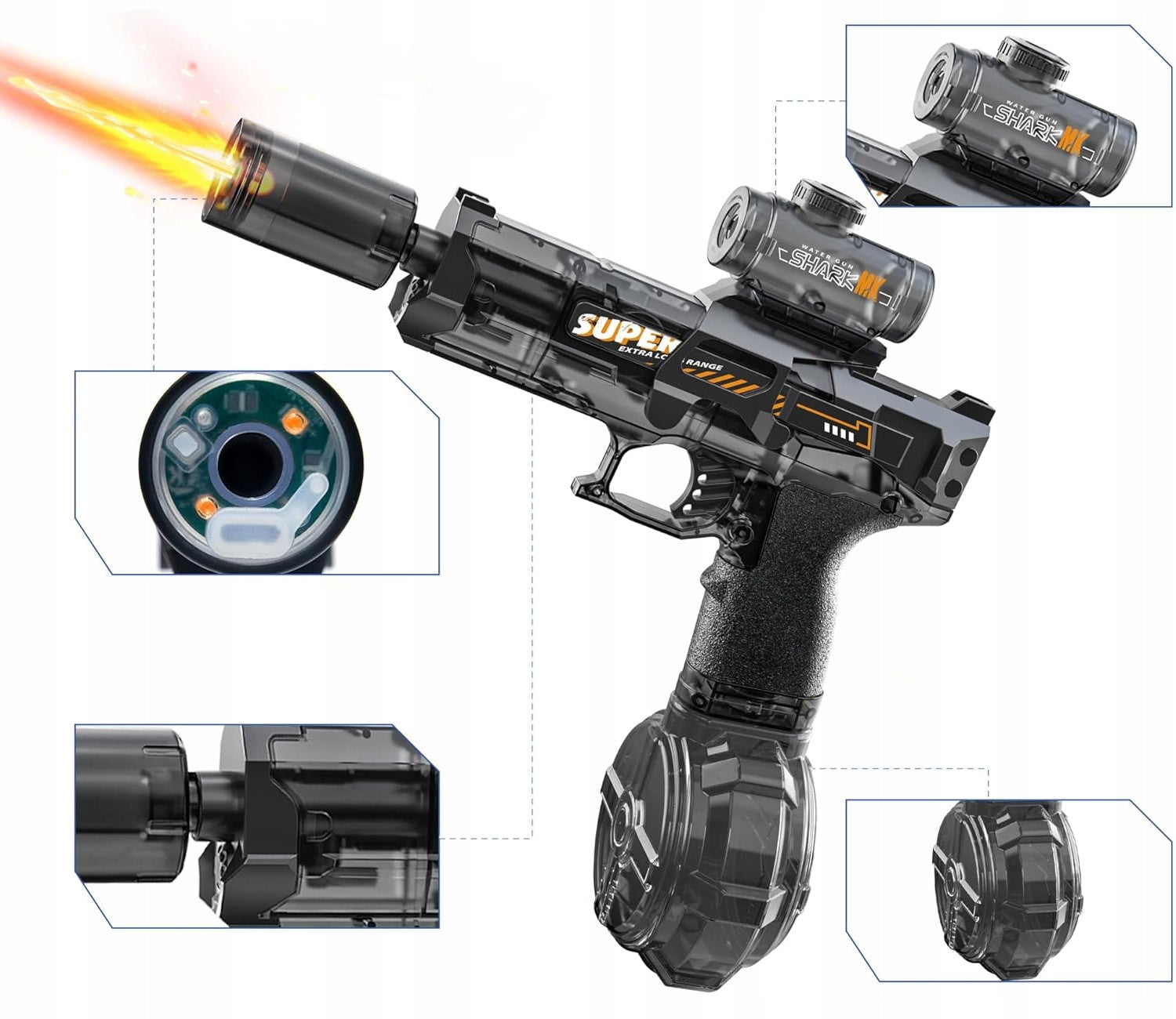 WATER GUN ELECTRIC AUTOMATIC RIFLE WATER GUN FOR CHILDREN LED Kid's age 3+ years