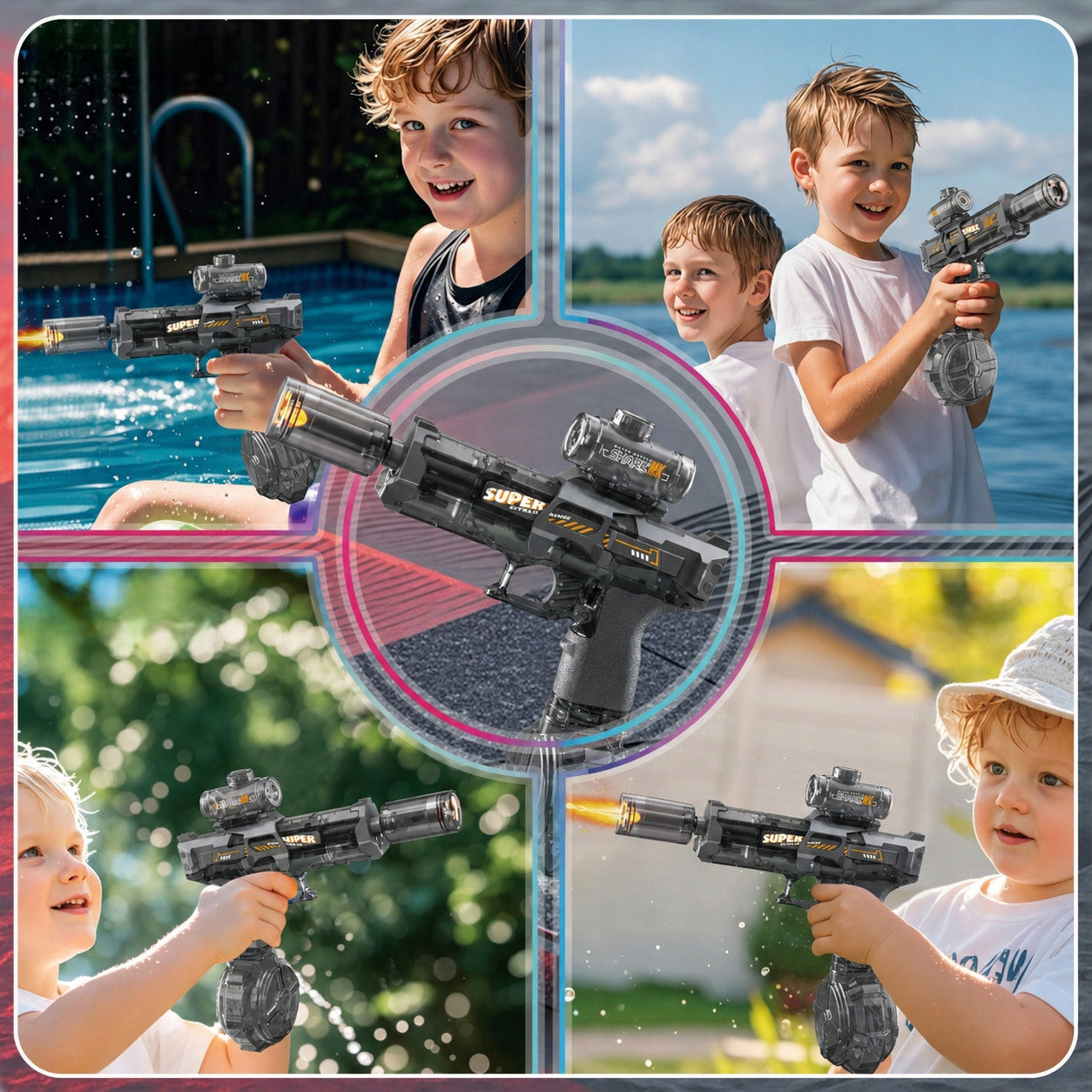 WATER GUN ELECTRIC AUTOMATIC RIFLE WATER GUN FOR CHILDREN LED Manufacturer code Automatyczny pistolet na wodę na akumulator