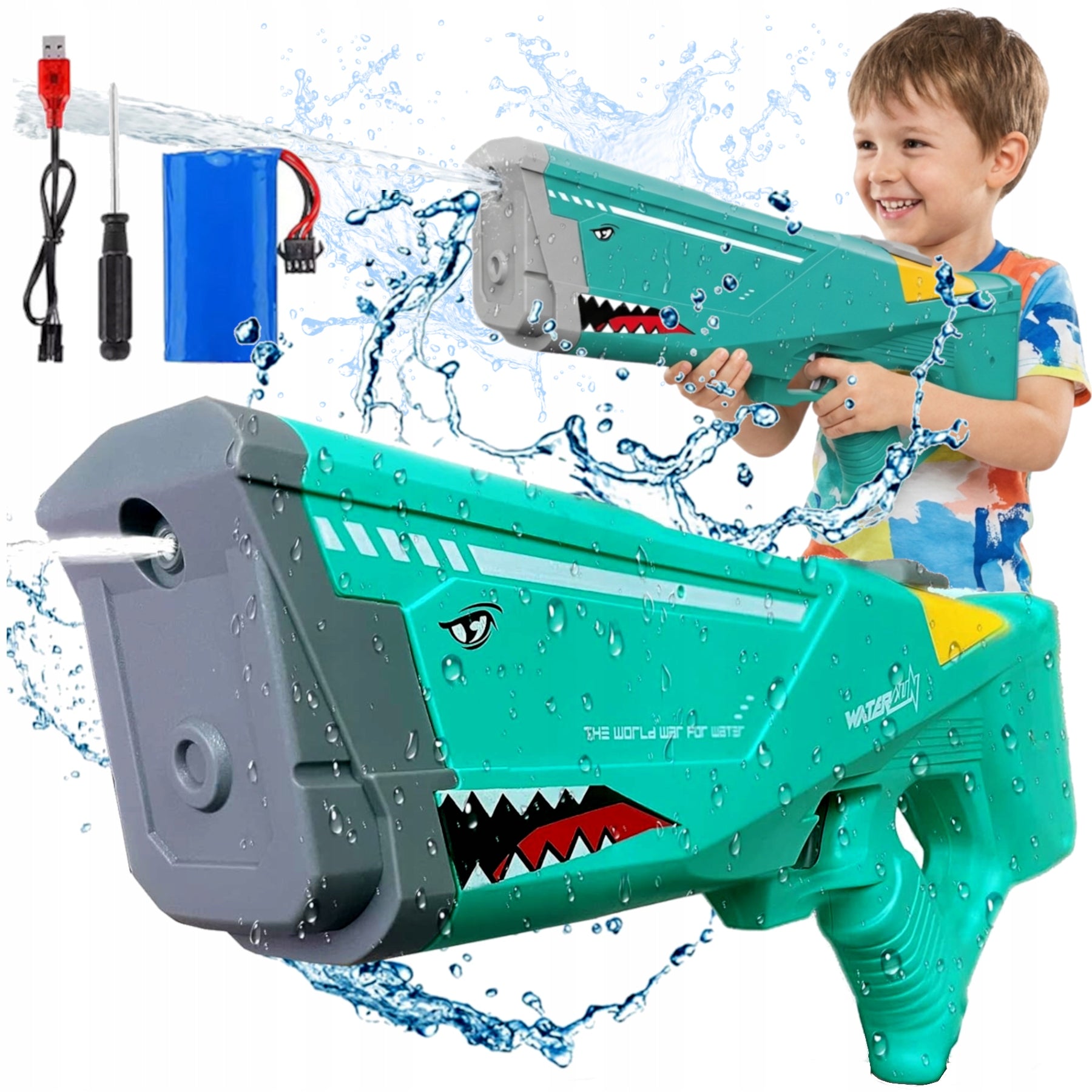 WATER GUN RIFLE AUTOMATIC Electric Water Thrower USB CABLE