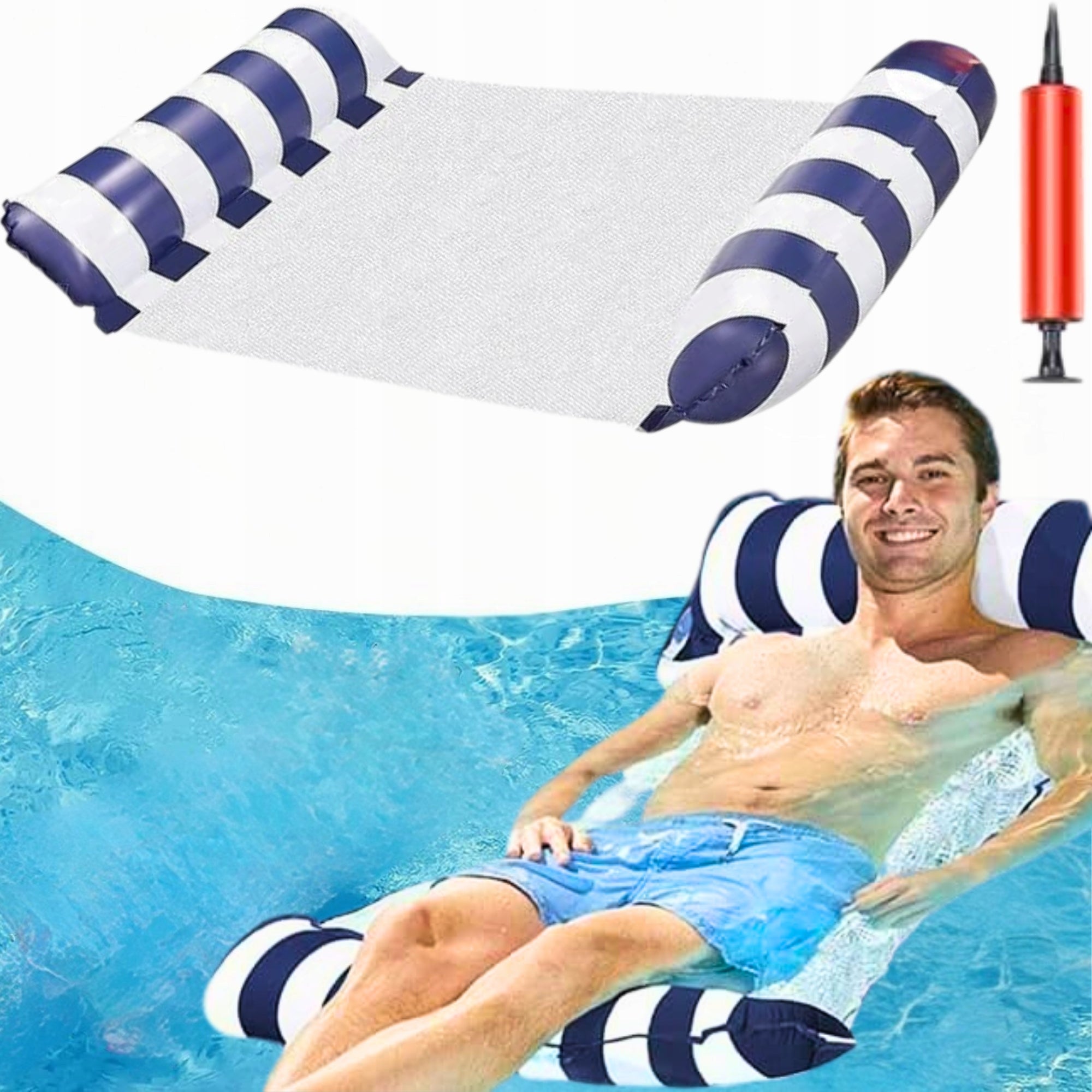 WATER HAMMOCK SWIMMING MATTRESS INFLATABLE FOR BEACH POOL FREEBIE PUMP