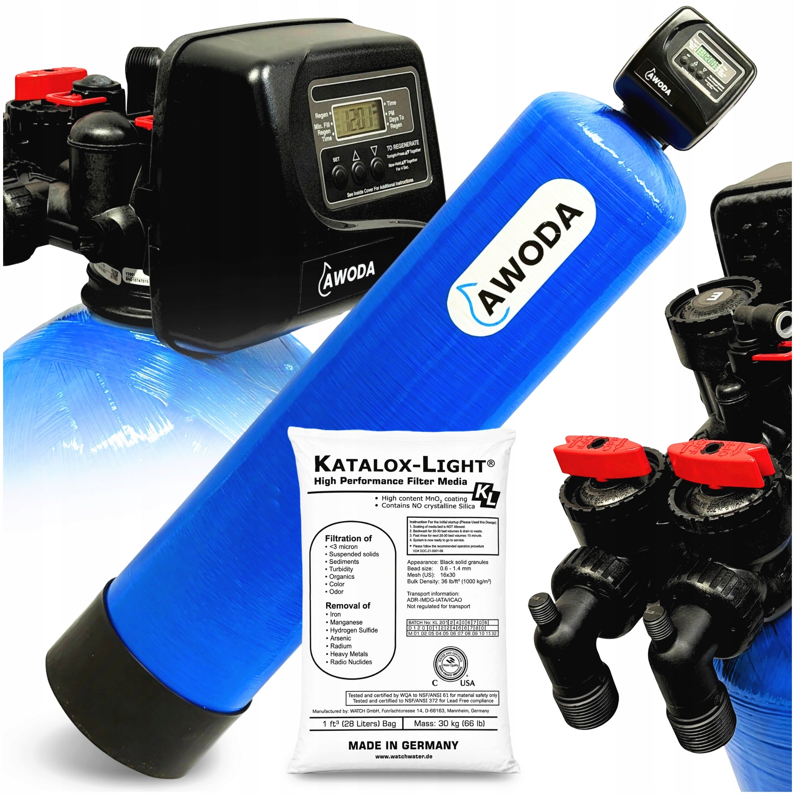 WATER IRON FILTER SET 13x54" Katalox Light 70L Clack TC