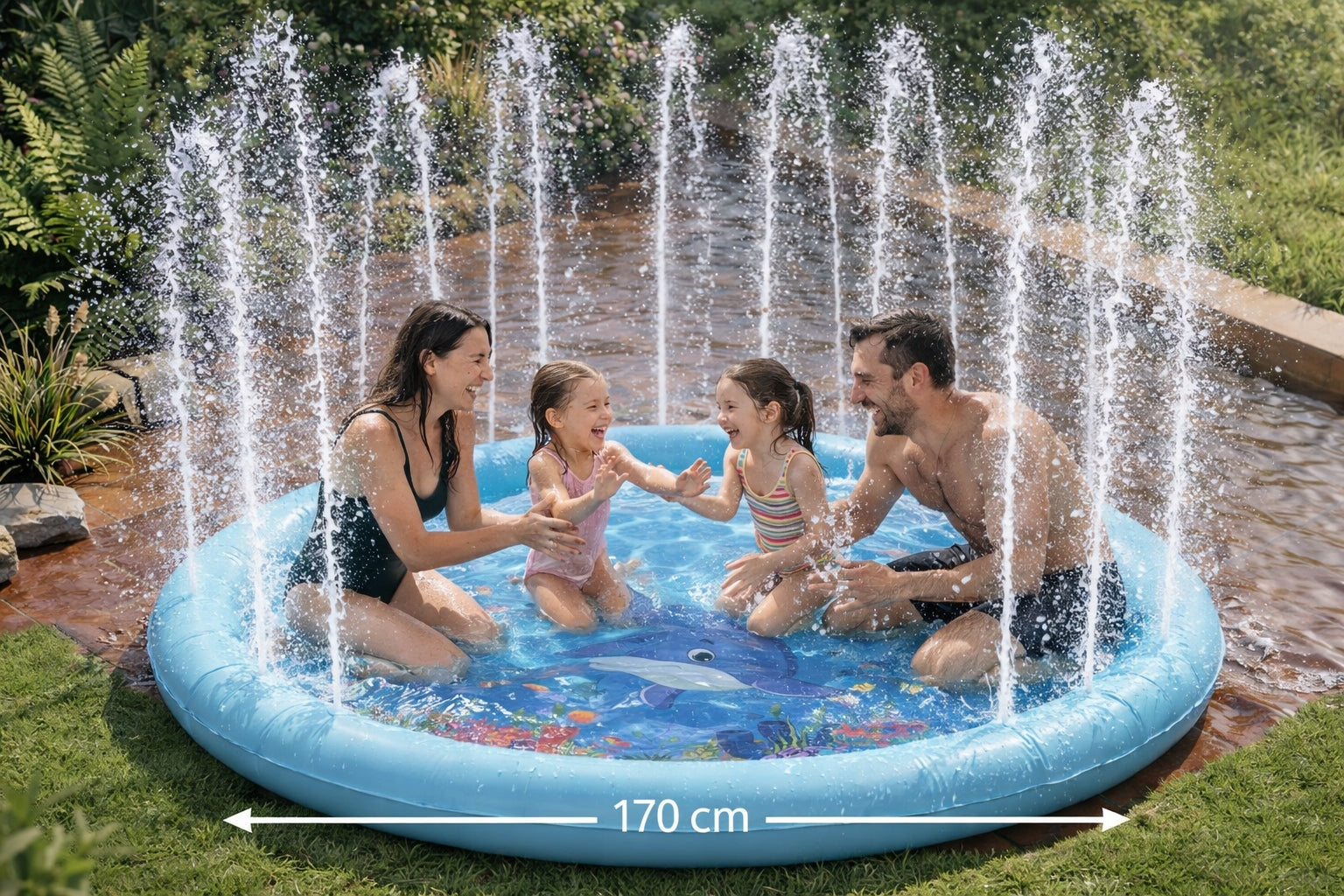 WATER MAT FOR CHILDREN 170 cm Garden Fountain Sprinkler Blue 3 years Brand no brand