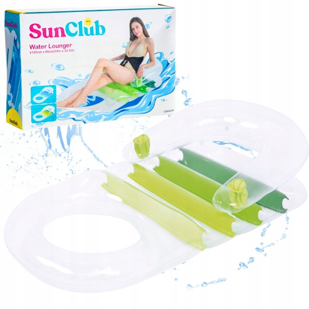 WATER MATTRESS INFLATABLE SWIMMING CHAIR WITH BACKREST 145X78X40CM GREEN