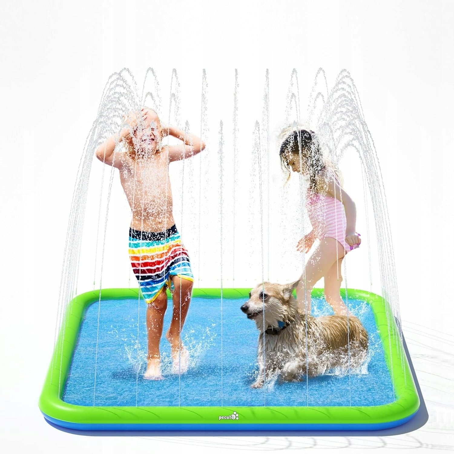 WATER PLAY MAT DOG SPRINKLER FOR SUMMER FOR GARDEN BLUE