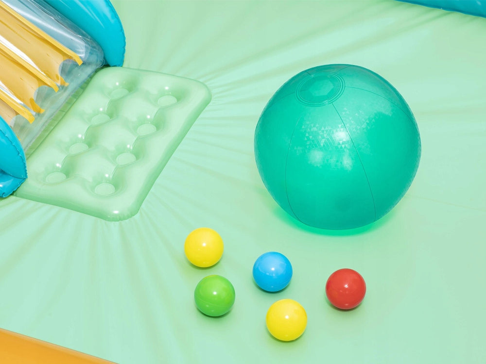 WATER PLAYGROUND FOR CHILDREN INFLATABLE POOL FOUNTAIN SLIDE + BALLS Volume 199 l