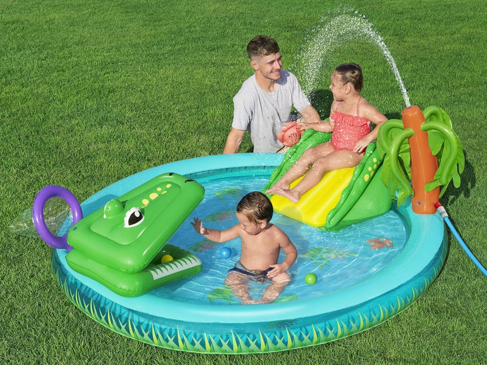 WATER PLAYGROUND FOR CHILDREN INFLATABLE POOL FOUNTAIN SLIDE + TOYS Brand Bestway