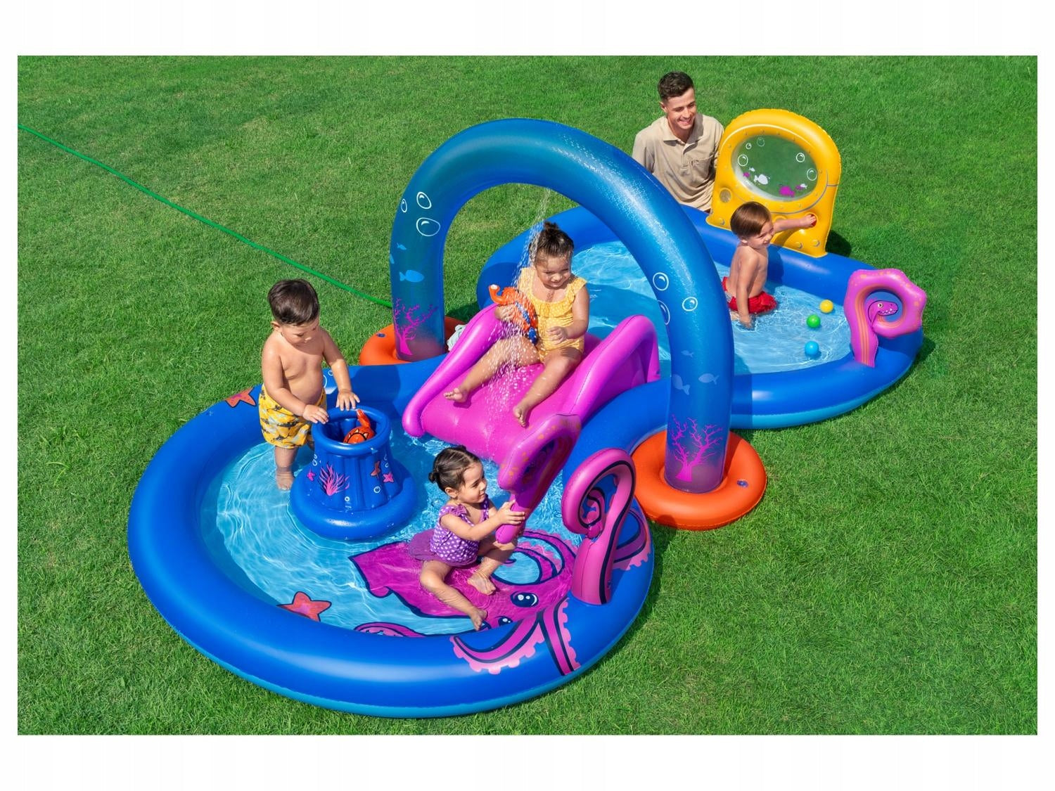 WATER PLAYGROUND FOR CHILDREN INFLATABLE POOL FOUNTAIN SLIDE + TOYS Manufacturer code WODNY DMUCHANY PLAC ZABAW BASEN DZIECIĘCY