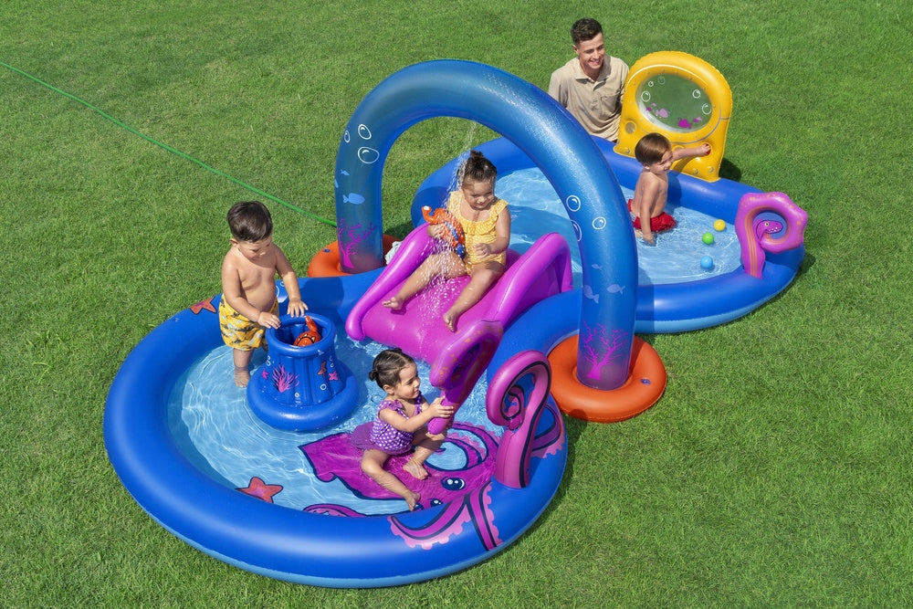 WATER PLAYGROUND FOR CHILDREN INFLATABLE POOL FOUNTAIN SLIDE + TOYS Packaging status original