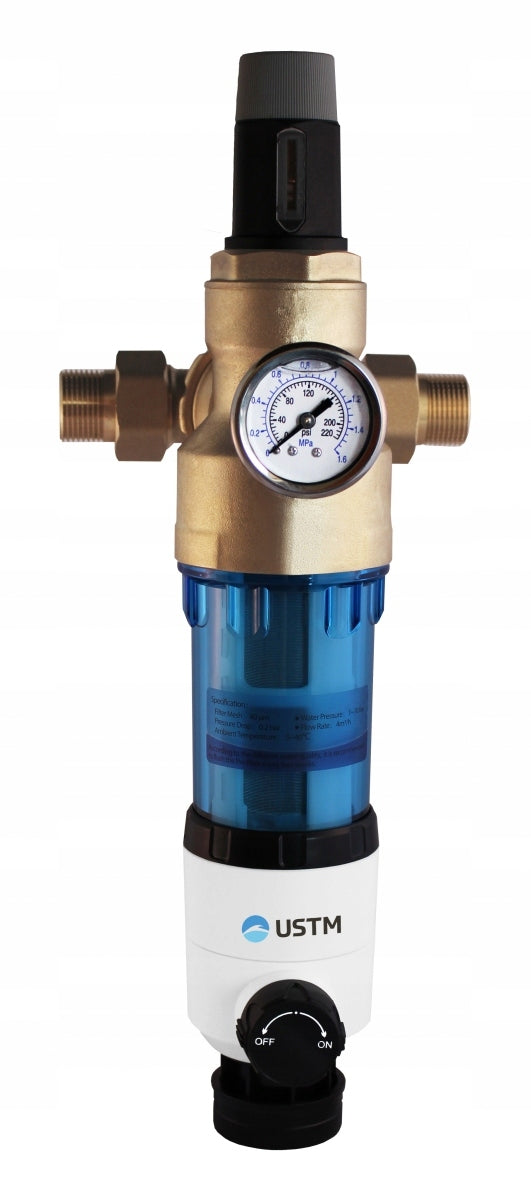 WATER PRESSURE REGULATOR WITH 1" 3/4" SELF-FLUSHING PRESSURE GAUGE FILTER Packaging status original