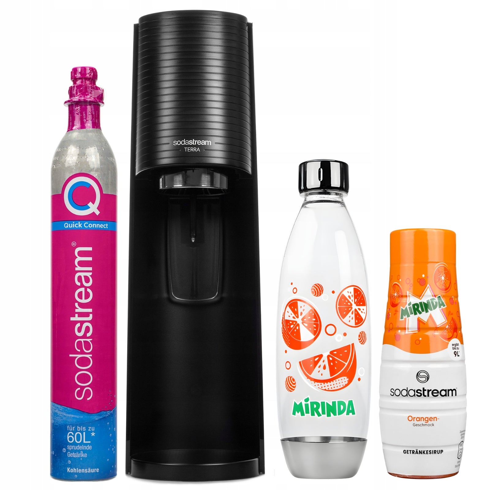 WATER SATURATOR SODASTREAM TERRA BLACK MIRINDA EDITION 1 BOTTLE + SYRUP