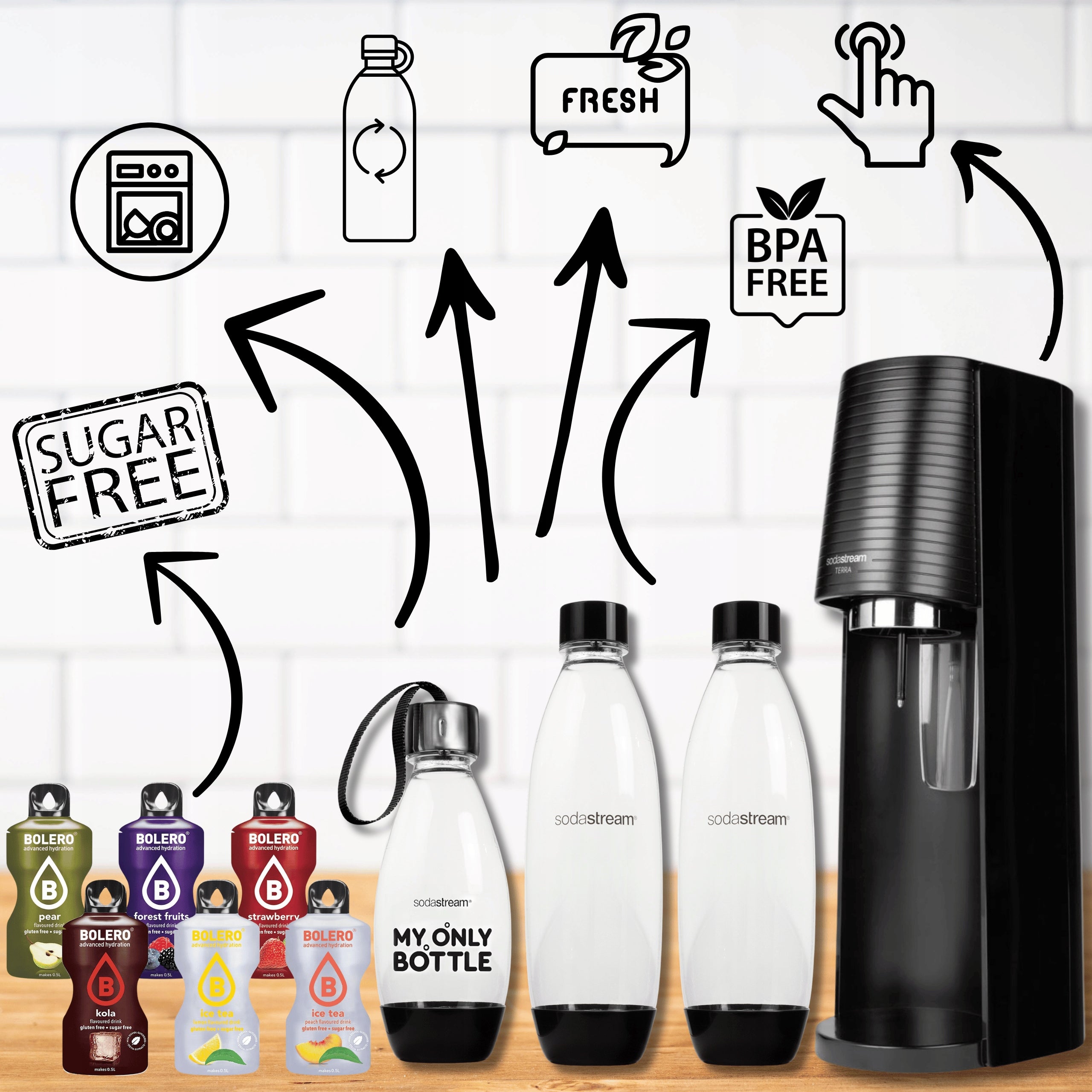 WATER SATURATOR SodaStream Terra Starter Kit 11 el Black 60 L Packaging status original