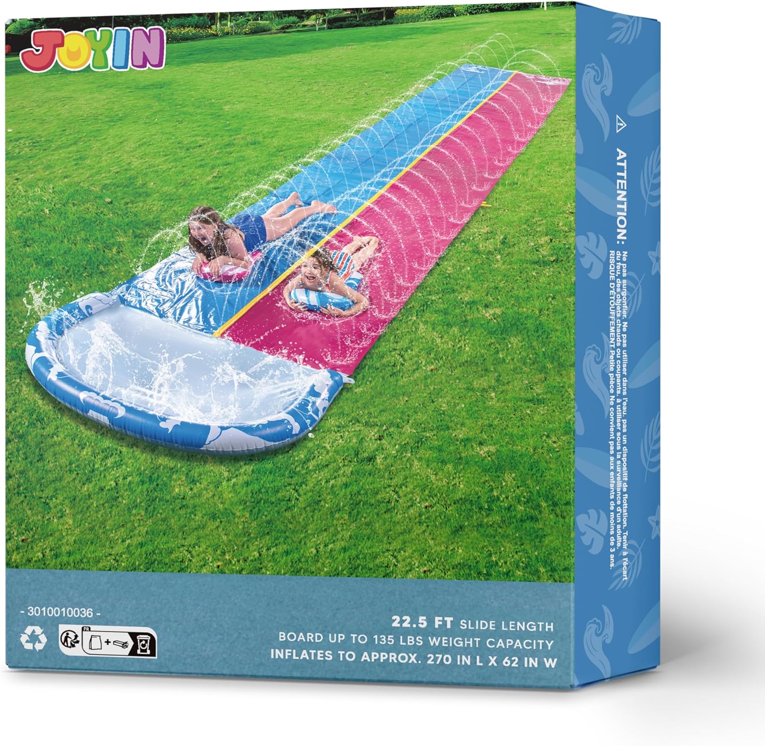 WATER SLIDE 6,86M TWO TRACKS TWO BOARDS WASHER SET BUILT-IN HIT SUMMER Kind water slide