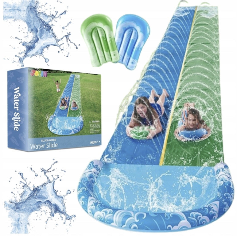 WATER SLIDE 6,86M TWO TRACKS TWO BOARDS WASHER SET BUILT-IN HIT SUMMER