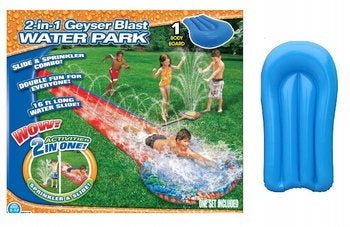 WATER SLIDE SINGLE SLIDE WITH FOUNTAIN + CHILDREN'S BOARD SLIDE