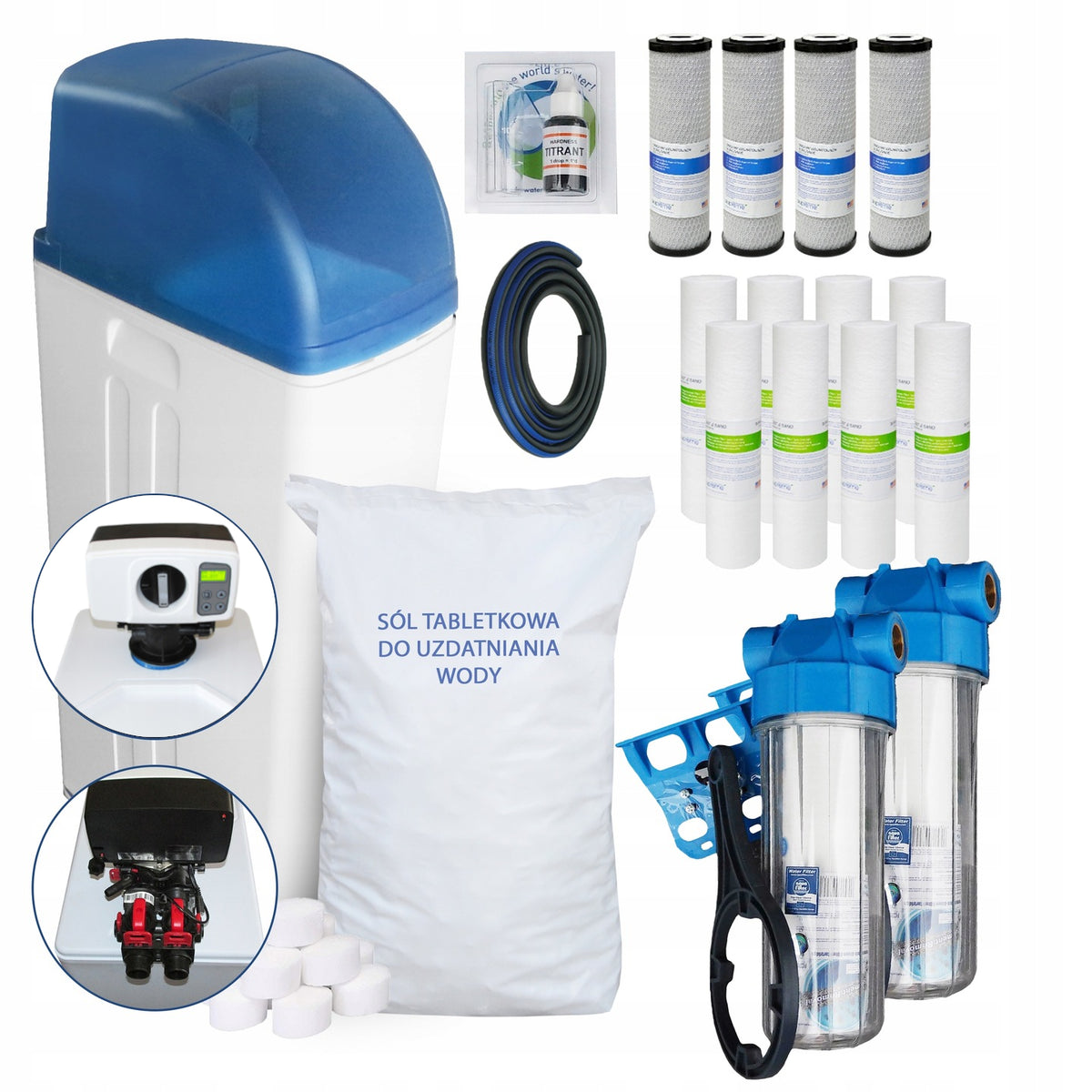 WATER SOFTENER HYDRO SLIM 10 SMALL STATION SET FILTERS CARTRIDGES SALT