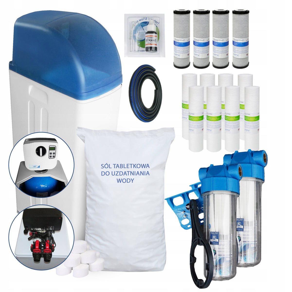 WATER SOFTENER HYDRO SLIM 25 NARROW COMPACT STATION FILTERS CARTRIDGES SALT SET