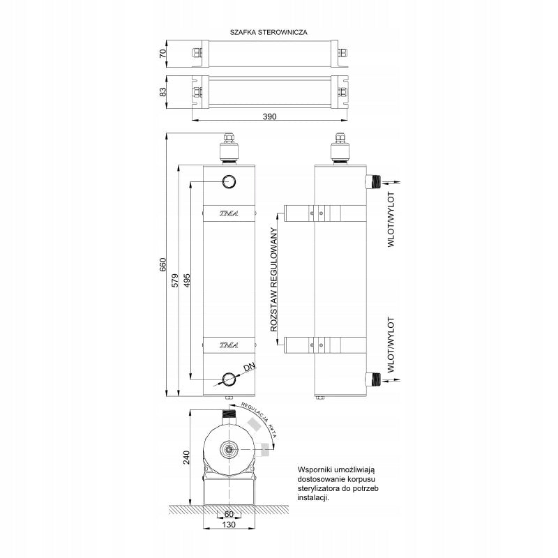 WATER STERILIZER UV LAMP SET FOR TREATMENT TMA D6 2,3 m3/h Brand TMA