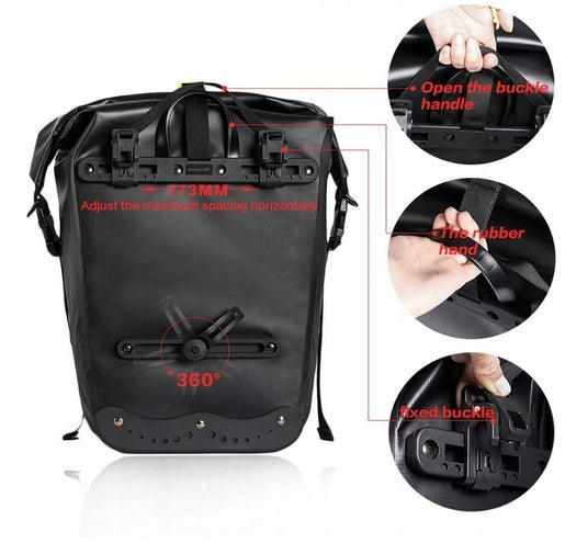 WATERFLY Bike Rack Bag 25 l Waterproof Bike Bag BLACK Brand no brand