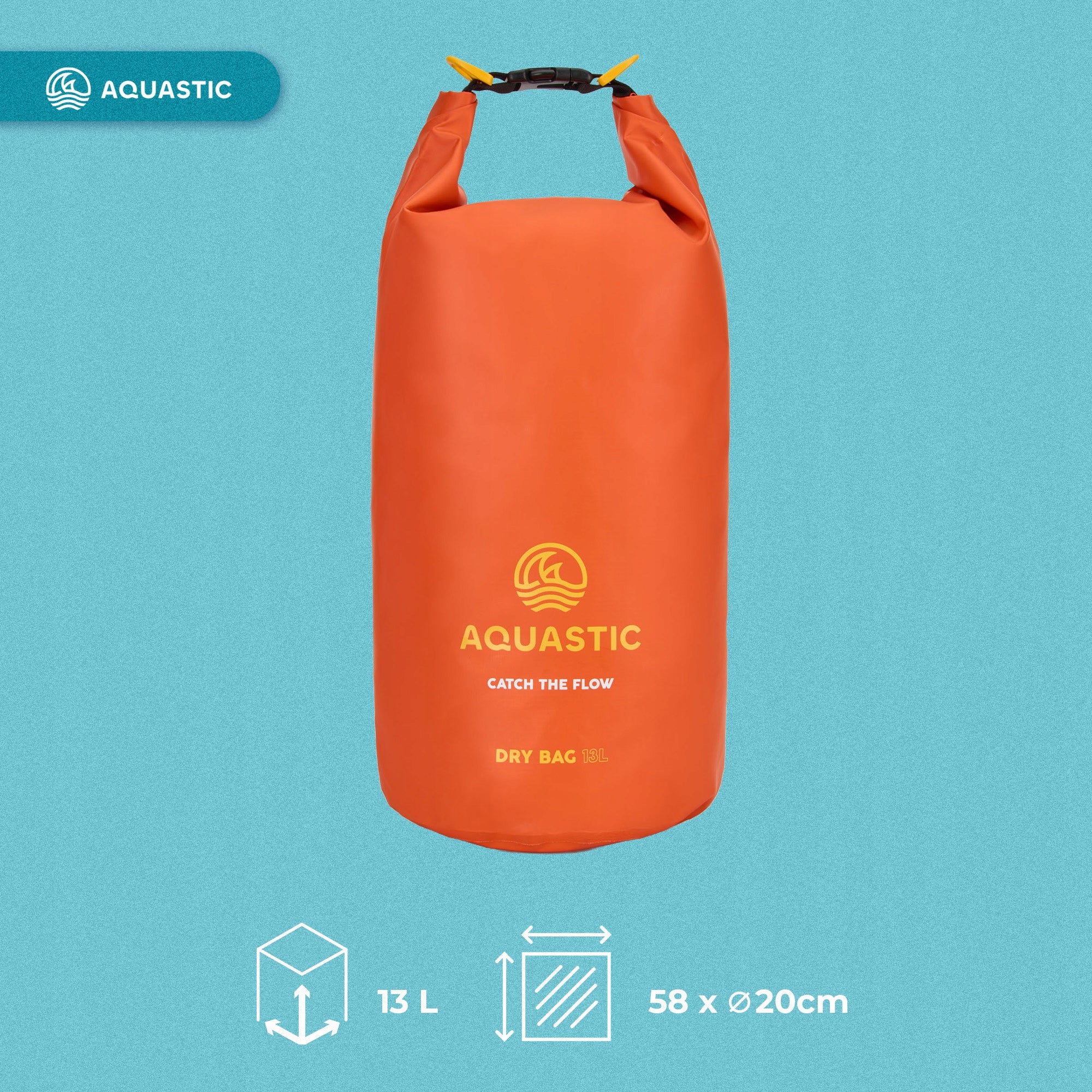 WATERPROOF BAG FOR KAYAK SUP WATERPROOF SAILING BAG AQUASTIC 13L Brand Aquastic