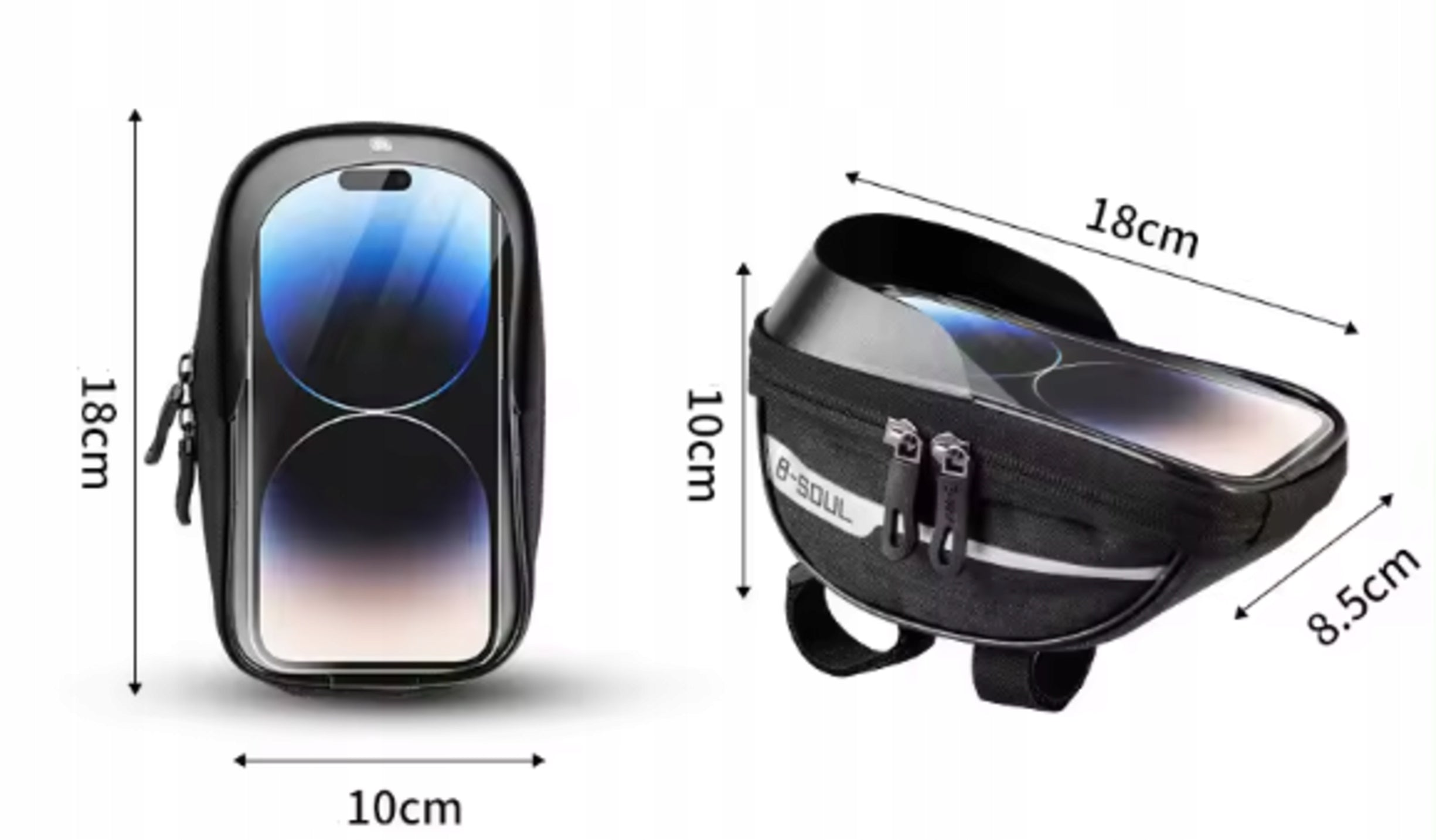 WATERPROOF BICYCLE BAG POUCH PHONE HOLDER SMARTPHONE HANDLEBAR FRAME Capacity 1.5 l