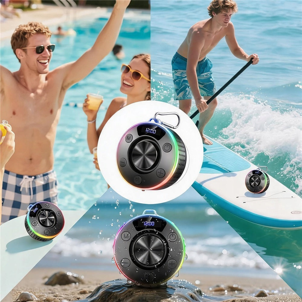 WATERPROOF BLUETOOTH SPEAKER WITH RGB LED DISPLAY HOOK AND SUCTION CUP Model other