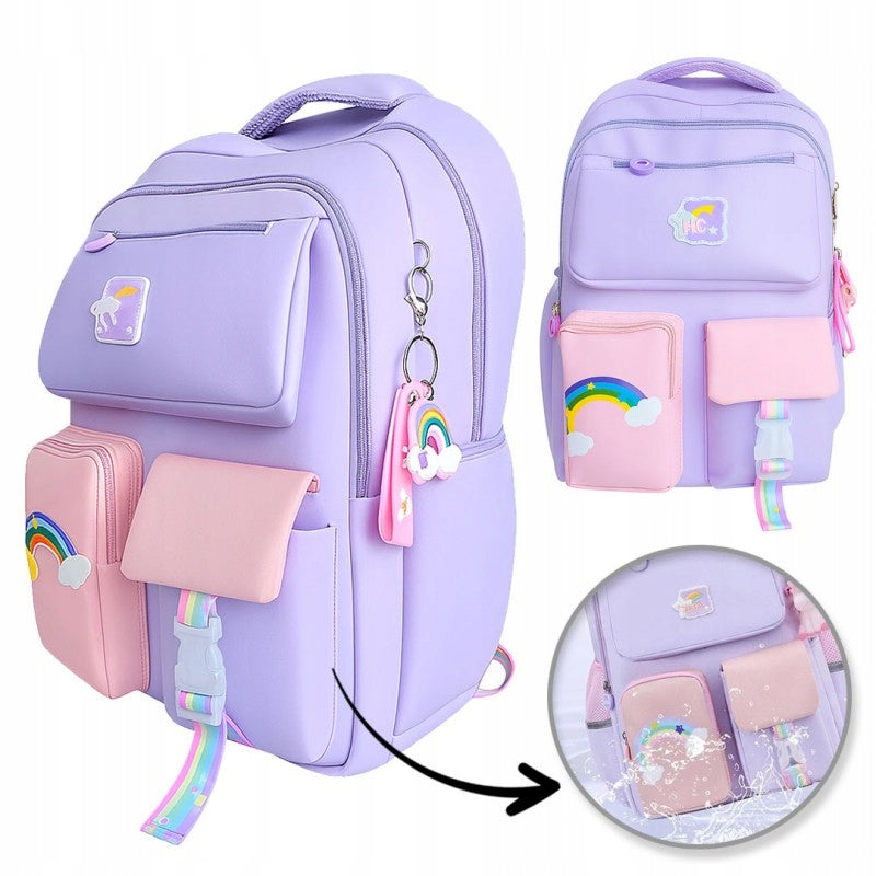 WATERPROOF CHILDREN'S SCHOOL BACKPACK WITH REFLECTORS AND KEYCHAIN FOR SCHOOL