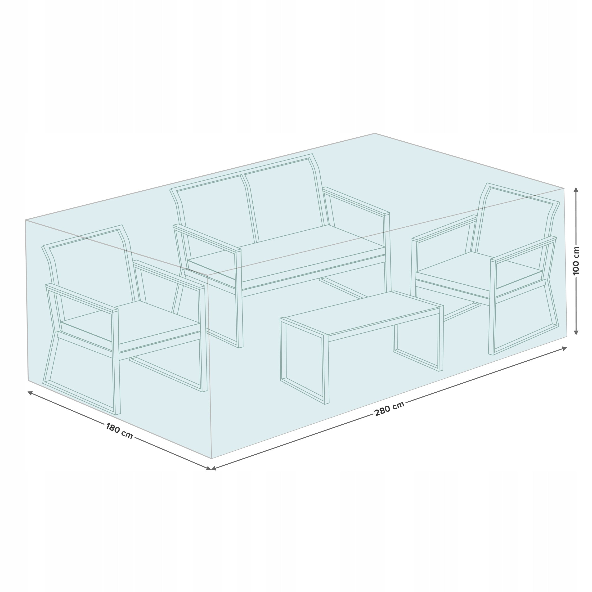 WATERPROOF COFFEE GARDEN FURNITURE COVER 280X180X100CM PROTECTIVE LARGE Packaging status original
