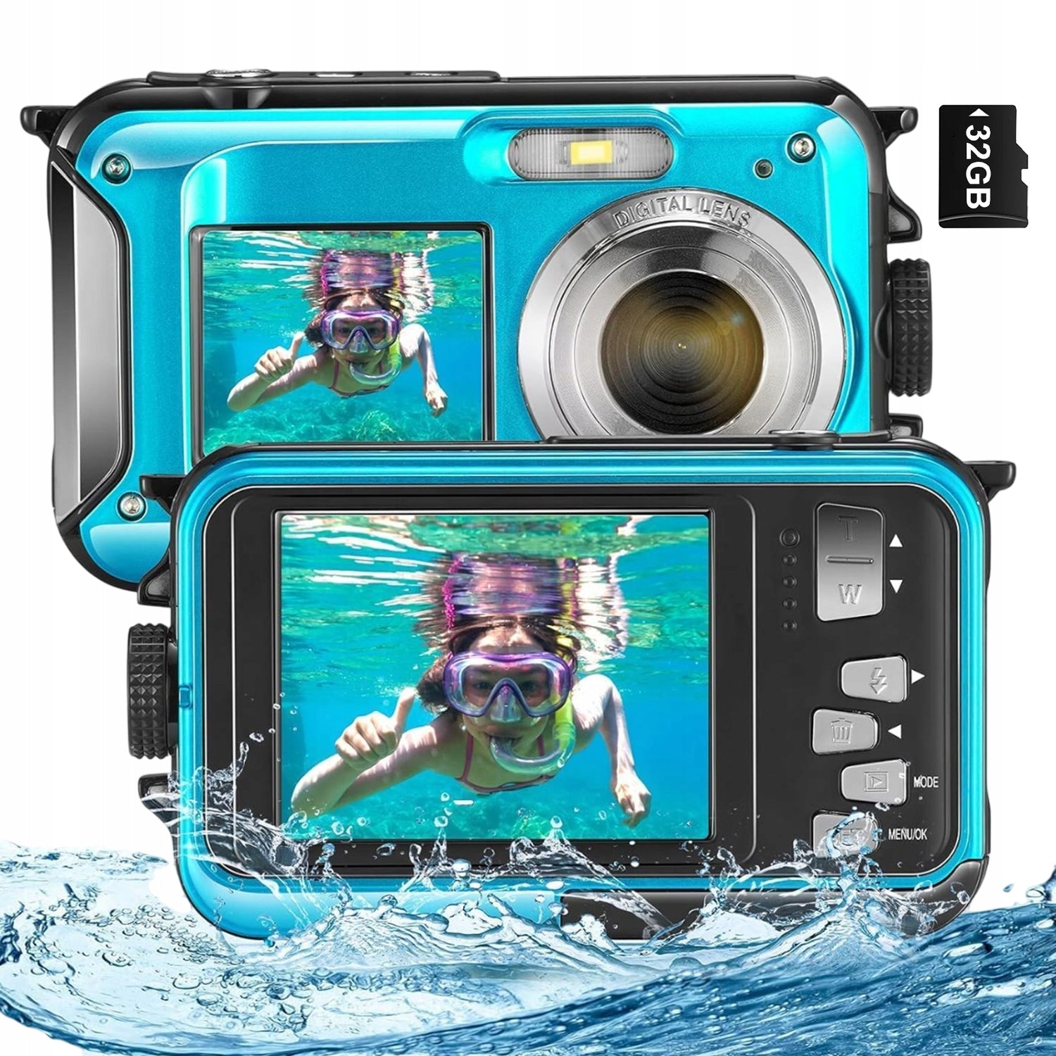 WATERPROOF DIGITAL CAMERA UNDERWATER AUTOFOCUS 48MP HD 2.7K 16X 650MAH