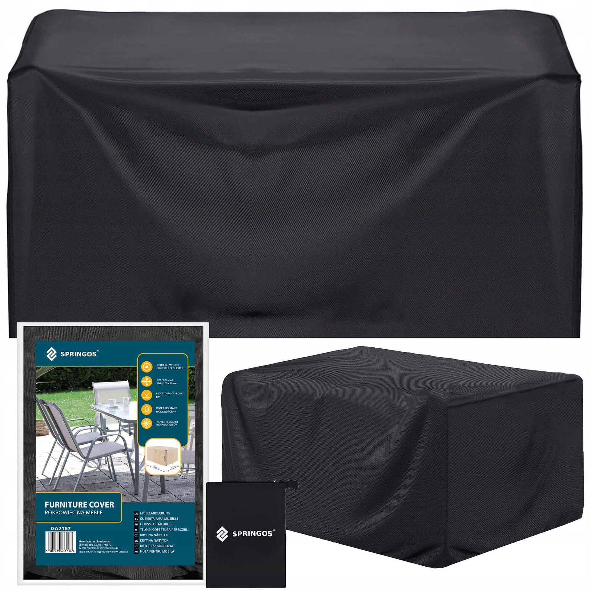 WATERPROOF GARDEN FURNITURE COVER 205x160x70 cm STRONG DURABLE Packaging status original