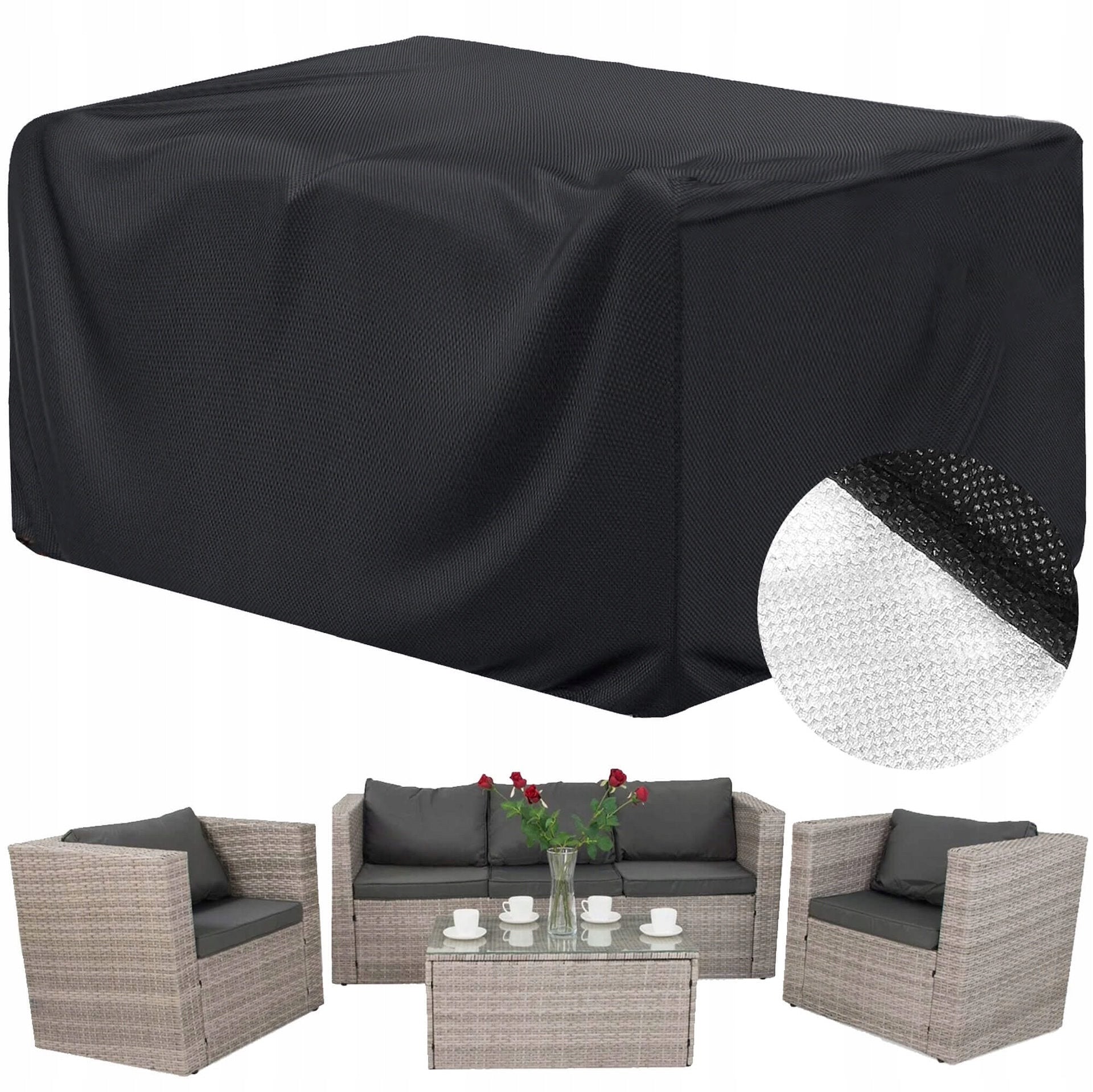 WATERPROOF GARDEN FURNITURE COVER 205x160x70 cm STRONG DURABLE Product width 160 cm