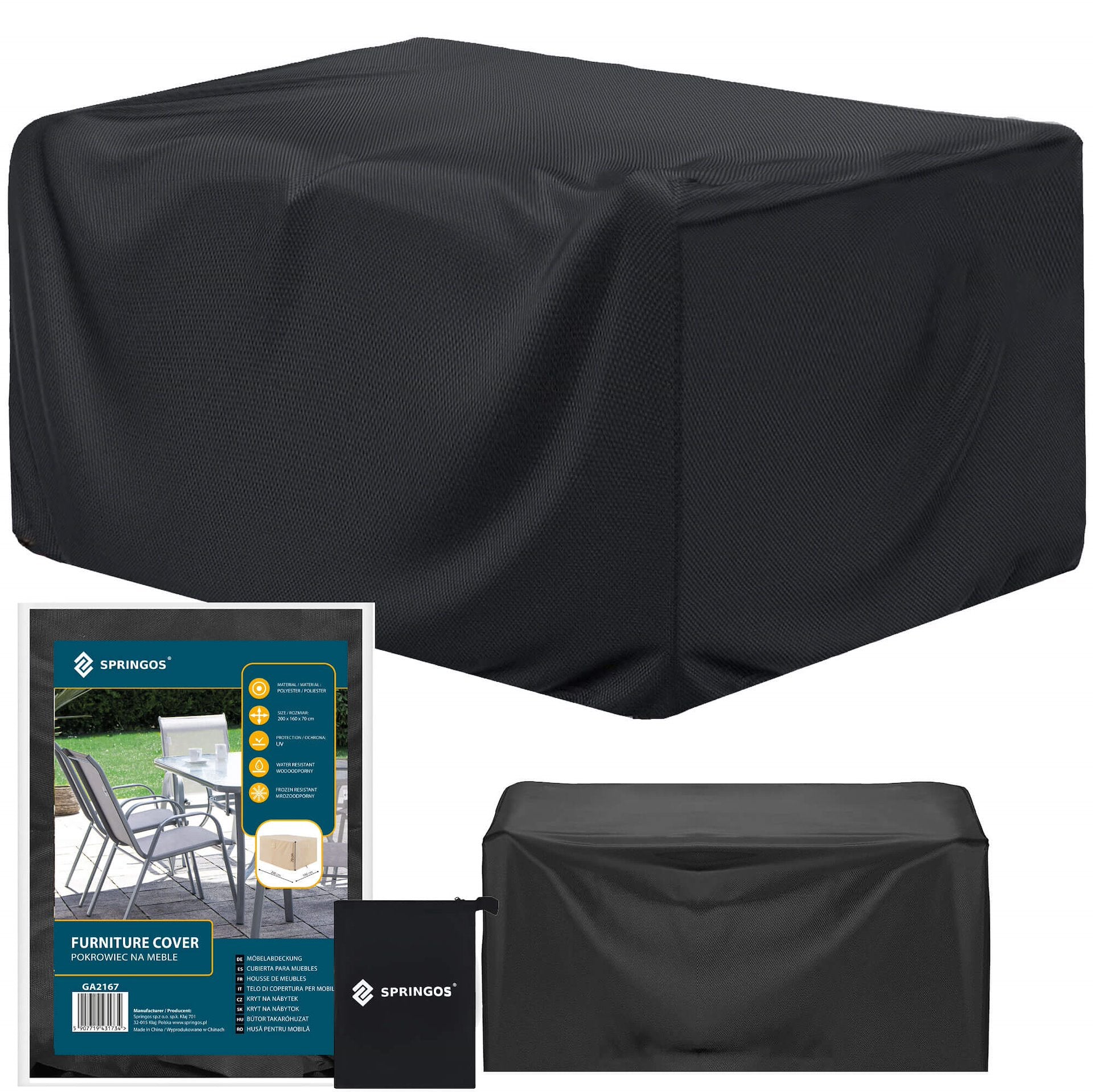 WATERPROOF GARDEN FURNITURE COVER 205x160x70 cm STRONG DURABLE