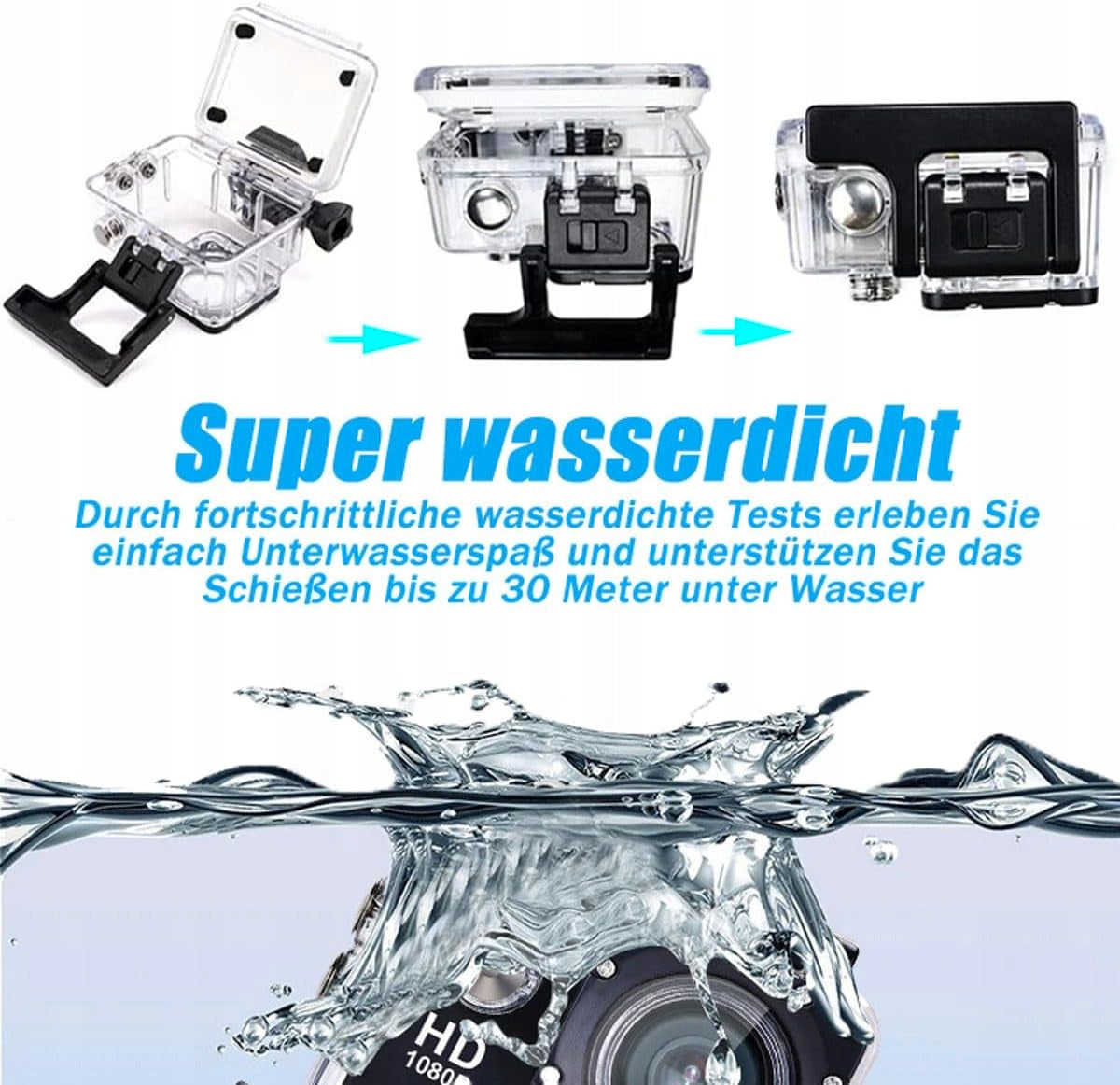 WATERPROOF HOUSING FOR SPORTS CAMERAS 30M WITH TRANSPARENT COVER Model X001